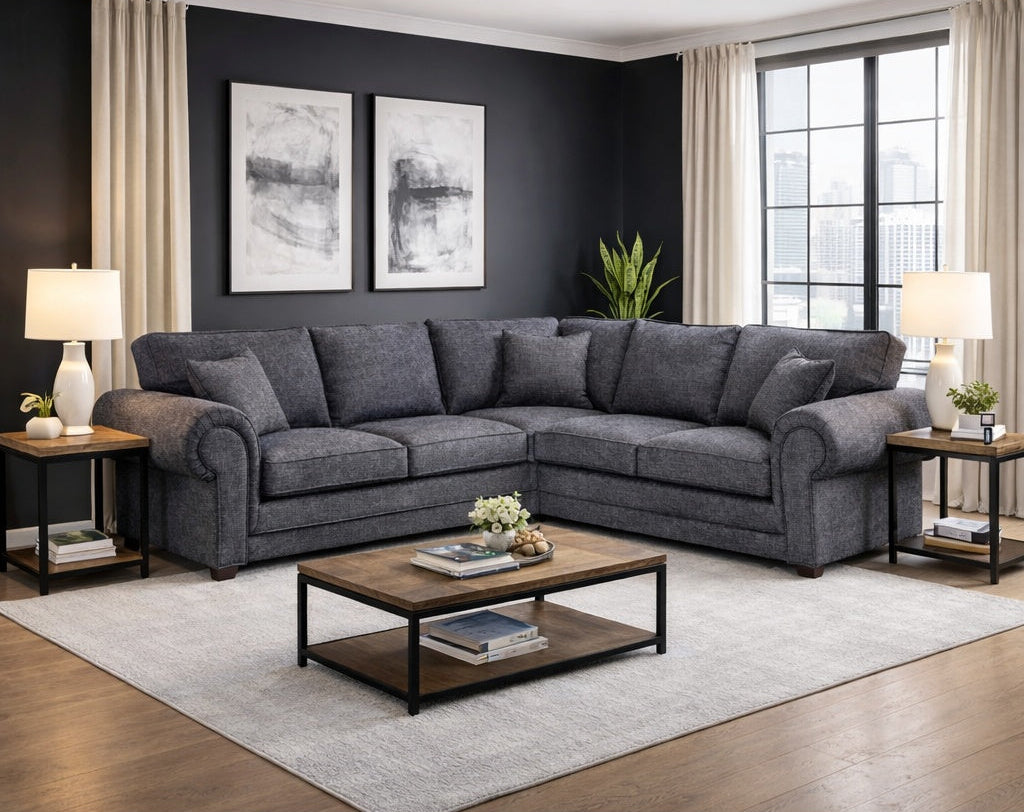 York Sofabed Grey Large Corner