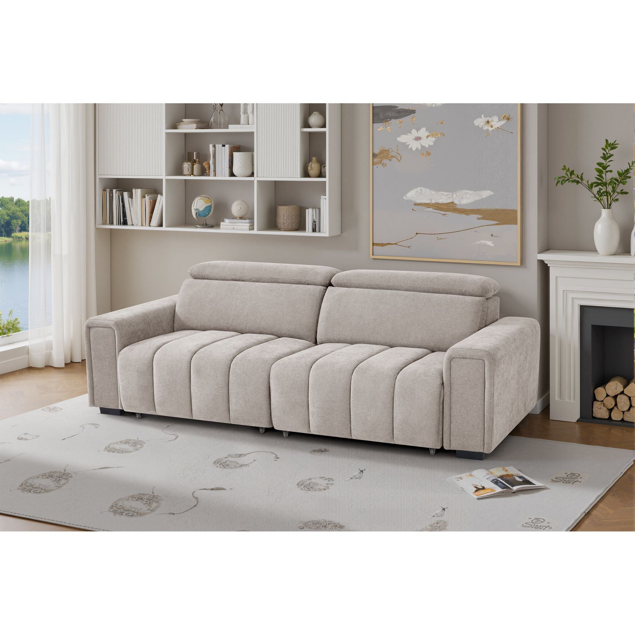 April Electric Sofabed Beige 3 Seater - Lifestyle