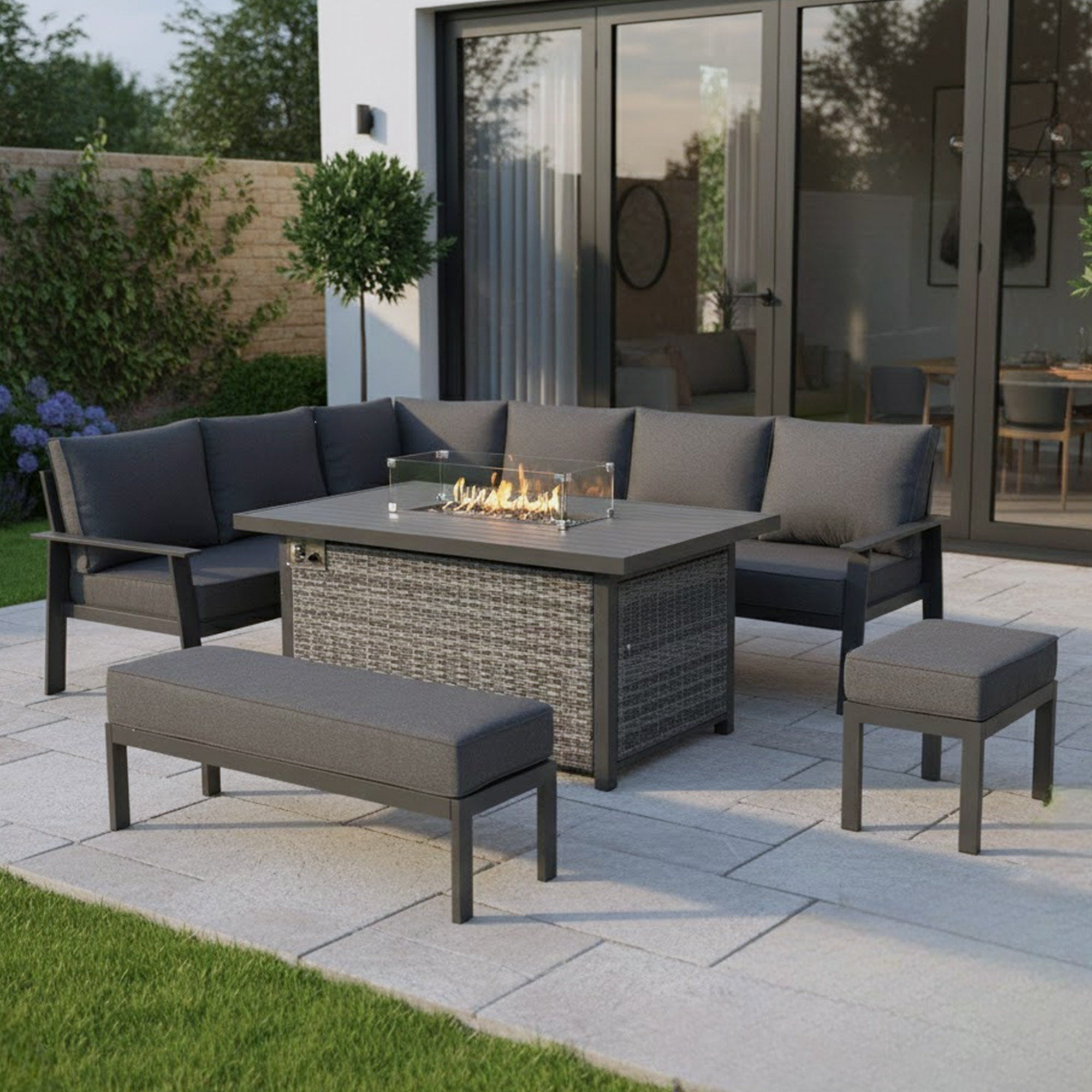 Cadiz Large Corner Dining Firepit LH - AMC Furniture