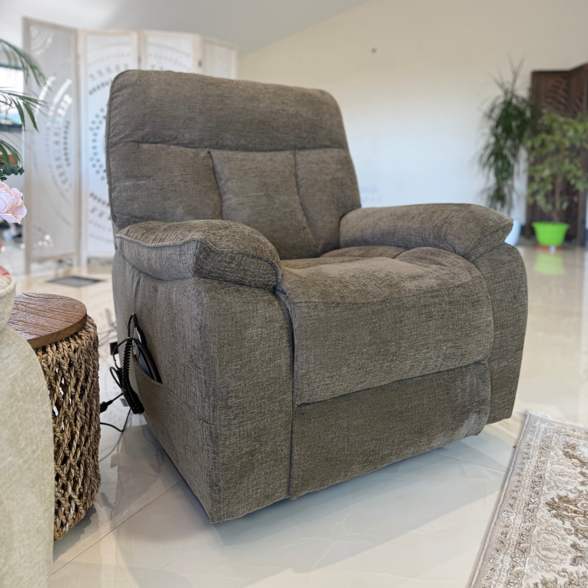 Truro Rise and Recline Massage Chair Grey - AMC Furniture