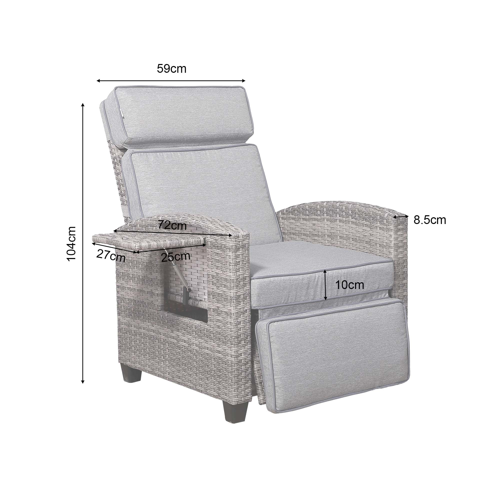 Pair of Catalina Reclining Armchairs with Flip Table in Grey - AMC Furniture