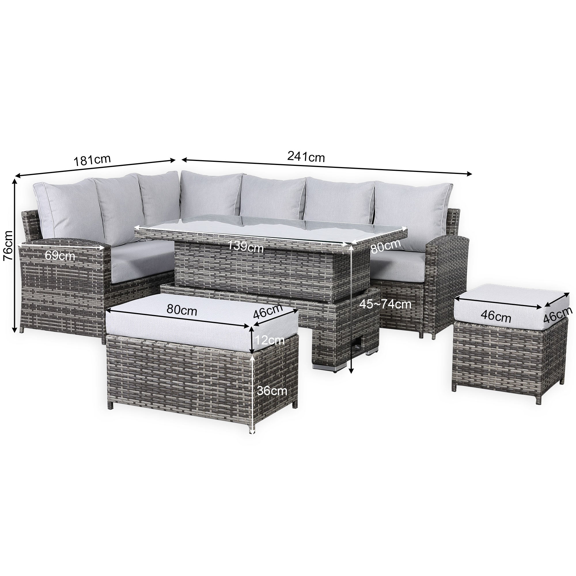 Sorrento Corner Dining Set in Rustic Grey (Left Hand) - AMC Furniture