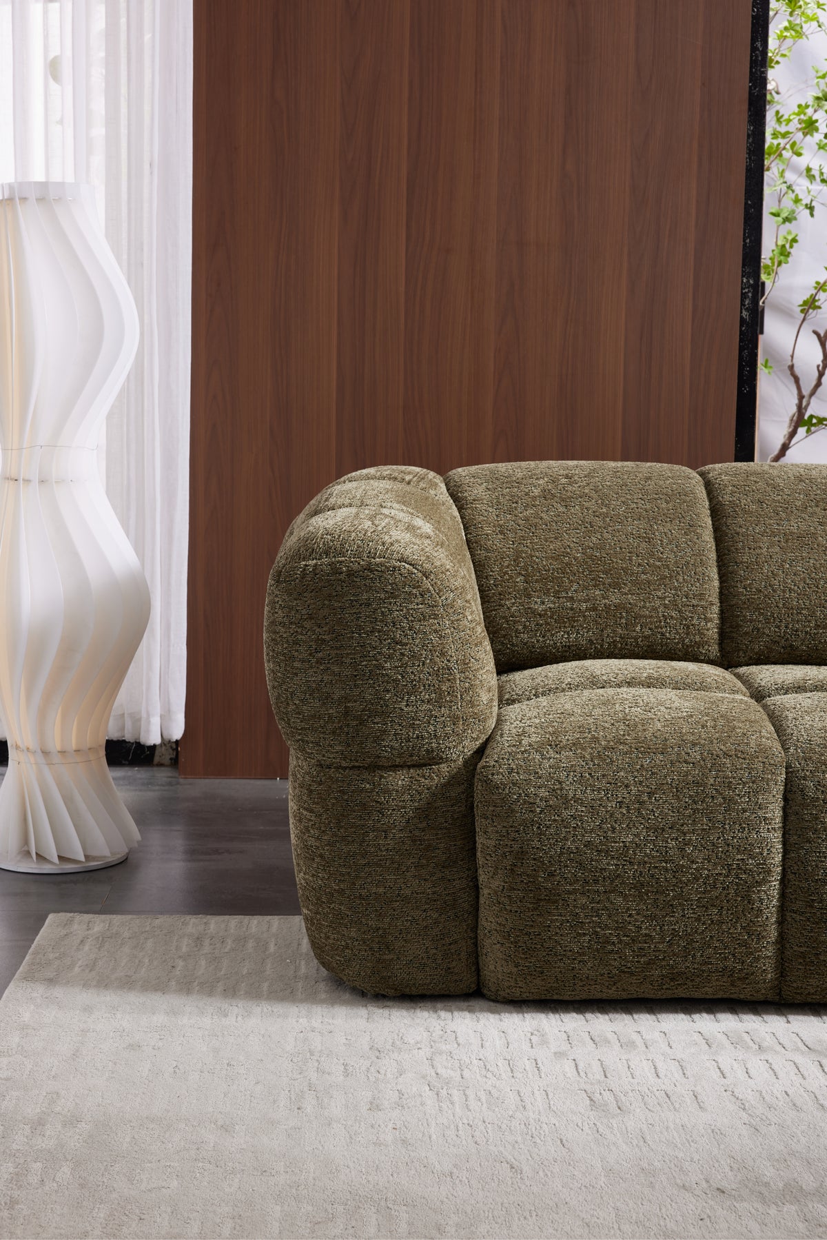 Elara Power Sliding 3 Seater in Khaki Green Meta Sofa