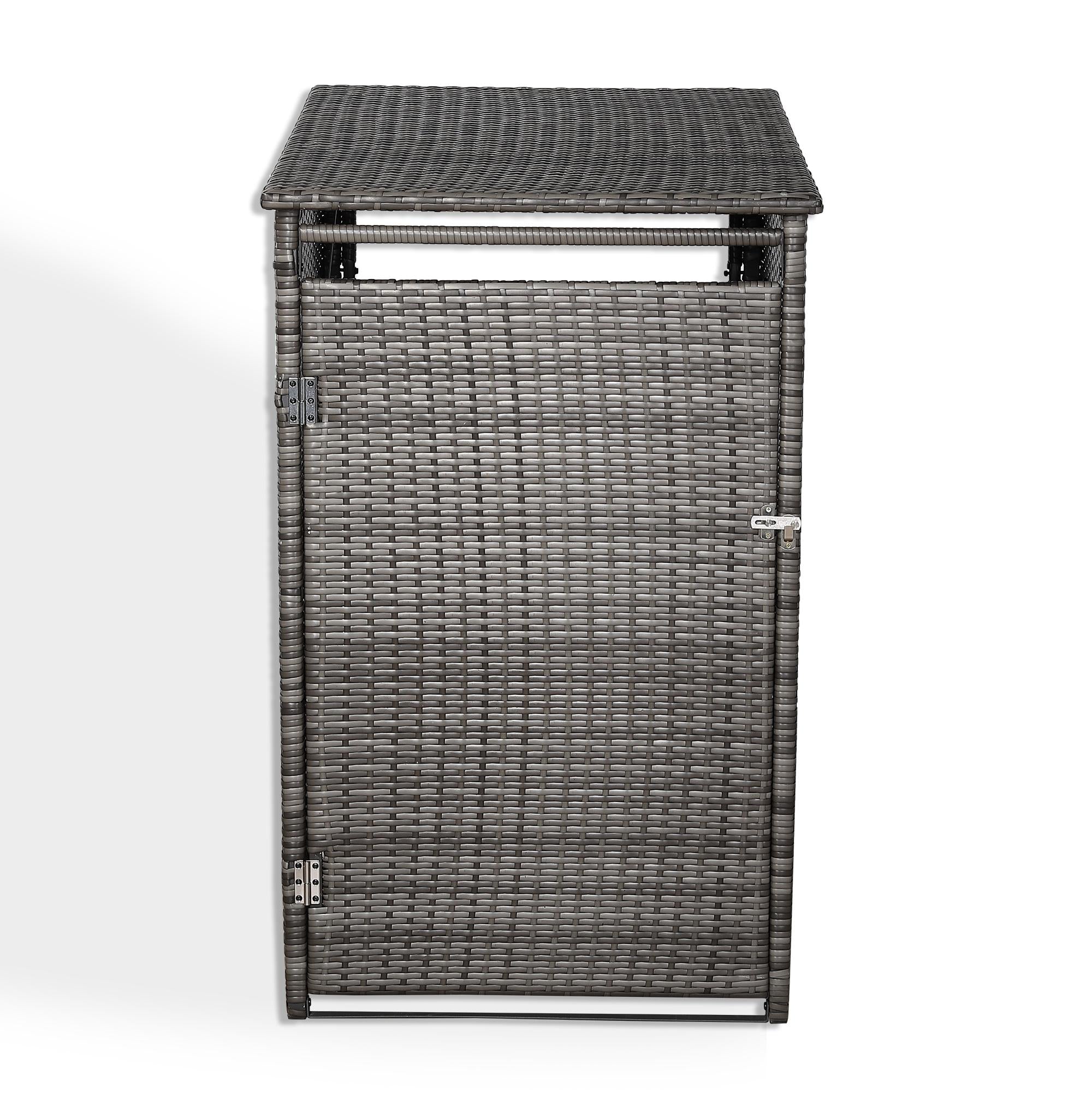 Double Wheelie bin shed / store in Grey Rattan Weave - AMC Furniture