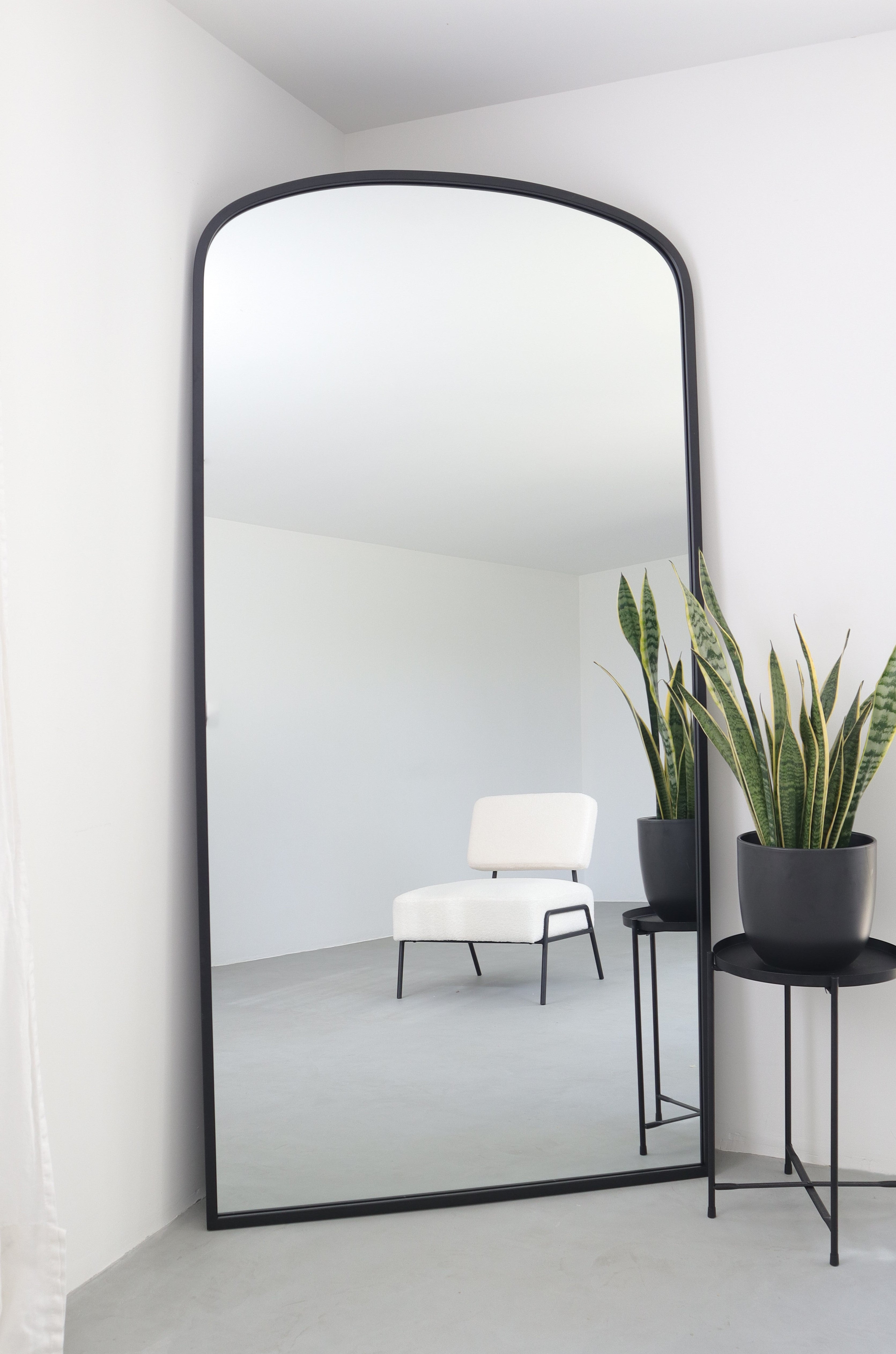 The Angustus - Black Metal Framed Arched Wall Leaner Mirror 79"x39" (200x100CM) (15010546254202)