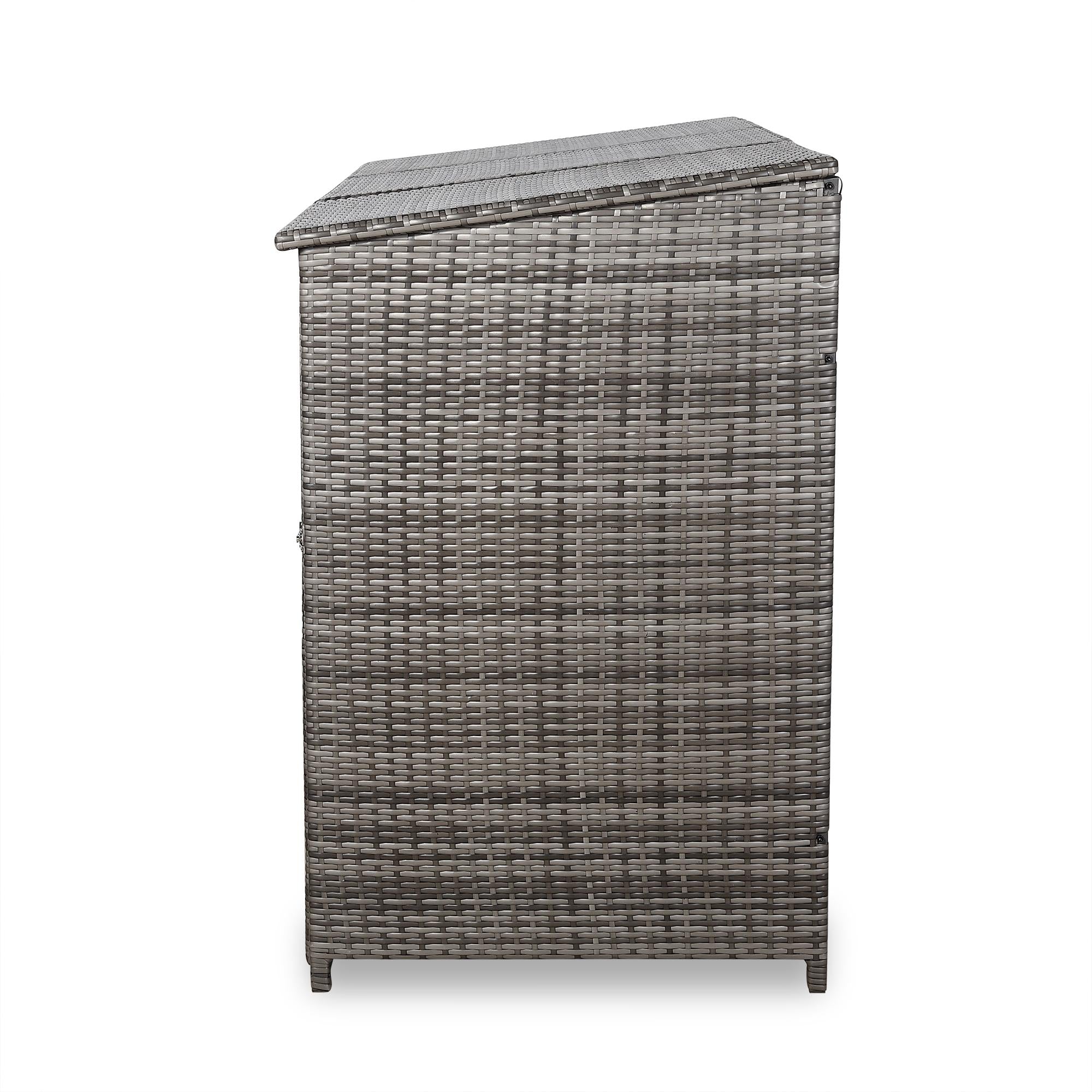 Triple wheelie bin shed / store in Grey Rattan Weave - AMC Furniture