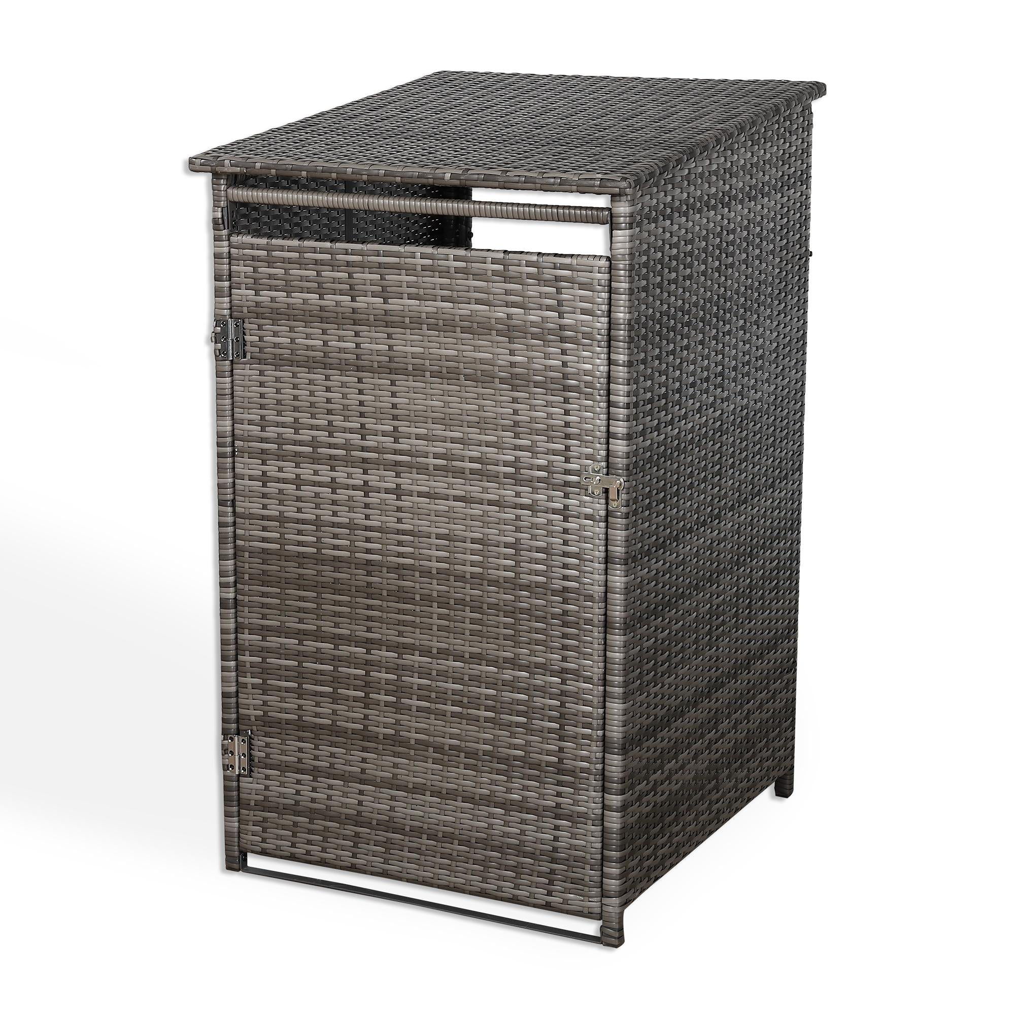 Single Wheelie bin shed / store in Grey Rattan Weave - AMC Furniture