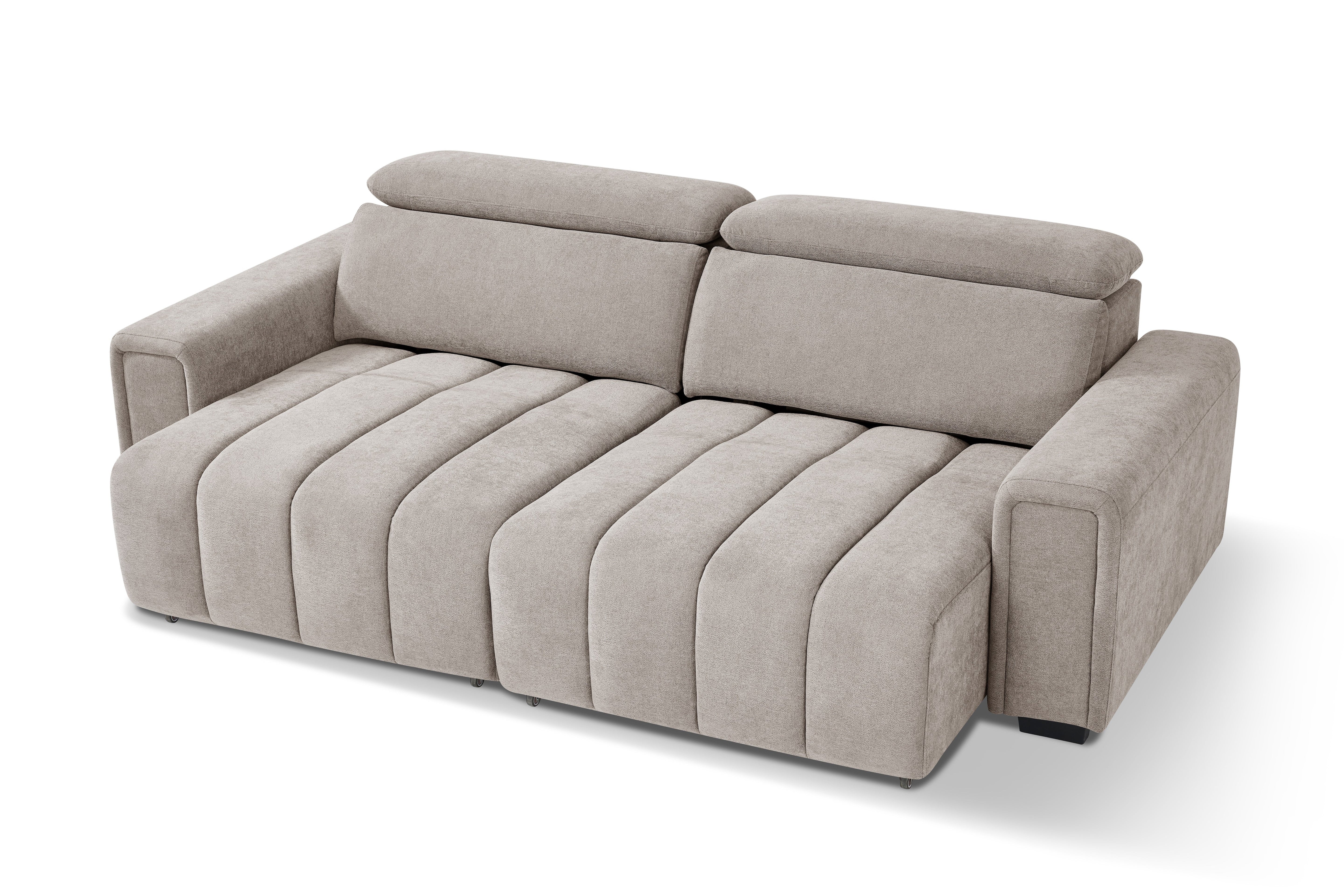 April Electric Sofabed Beige 3 Seater - Beige - Angle View