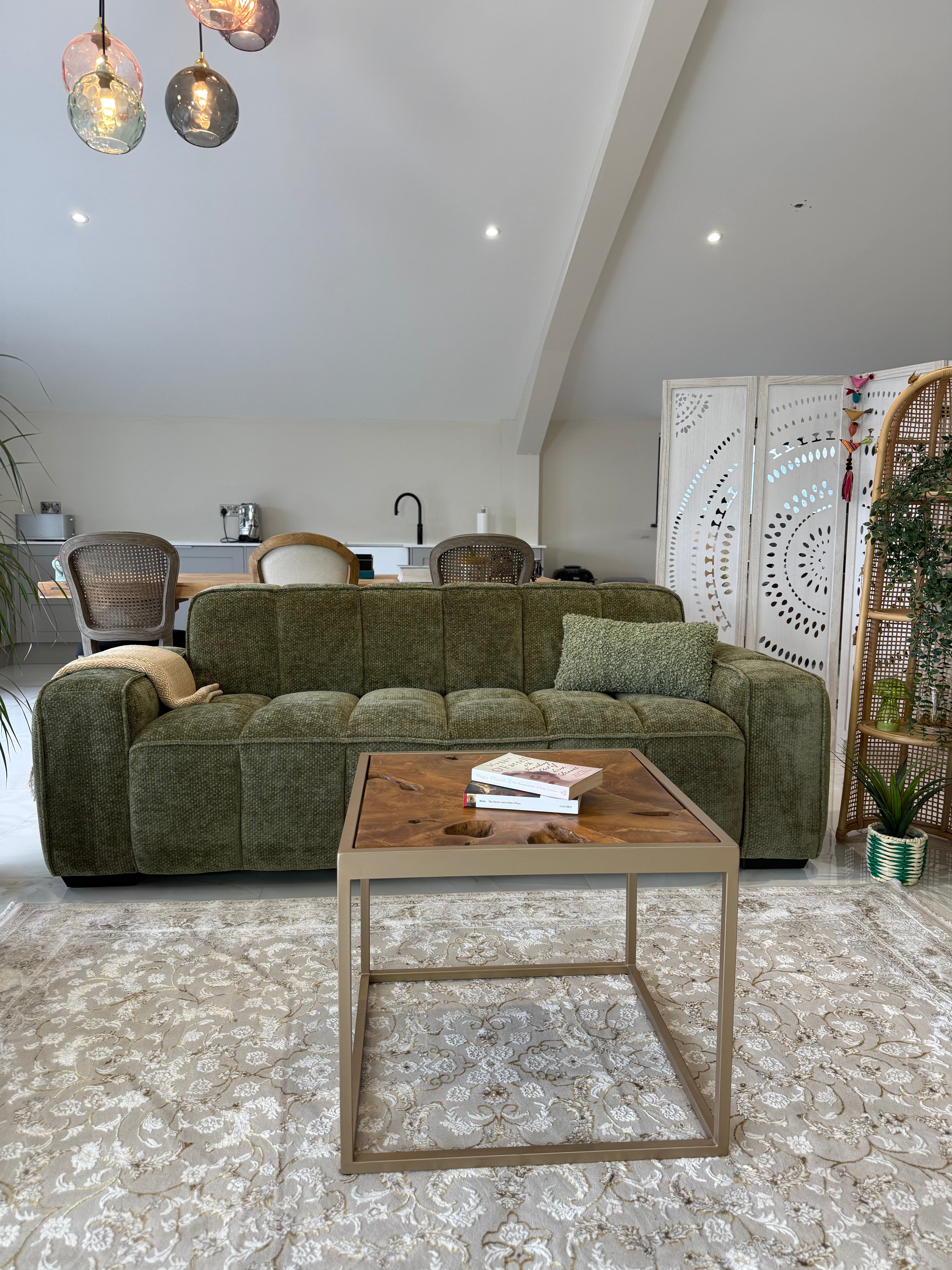 Romy 3 Seater Sofa in Olive - Lifestyle View 2