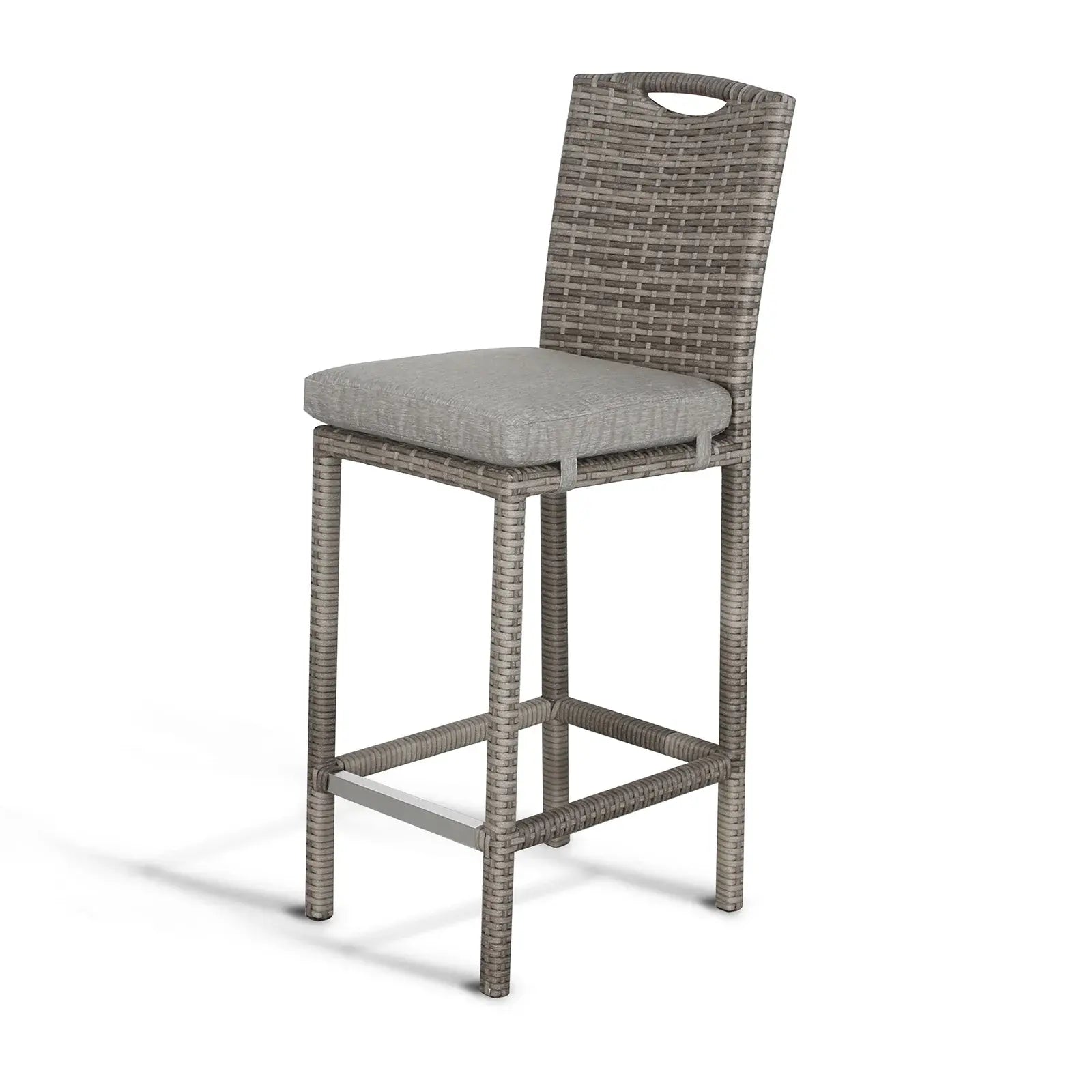 Oxford Aluminium frame Round Bar Set with Ice Bucket in Stone Brown Grey Weave - AMC Furniture