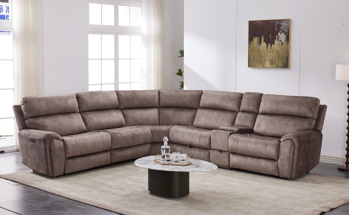 Orlando Large Electric Corner Sofa in Truffle Meta Sofa