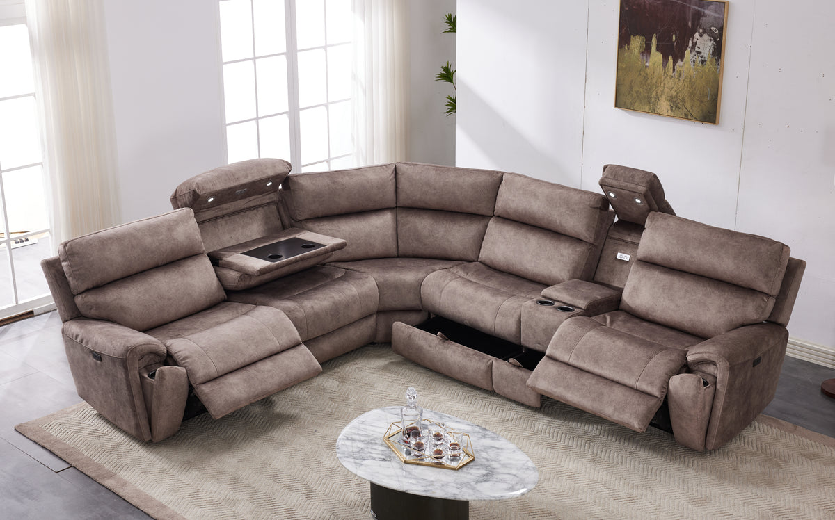 Orlando Large Electric Corner Sofa in Truffle Meta Sofa