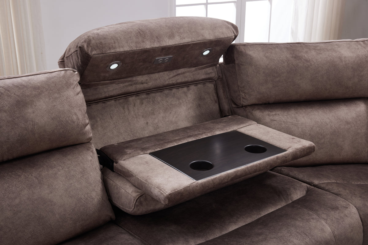 Orlando Large Electric Corner Sofa in Truffle Meta Sofa