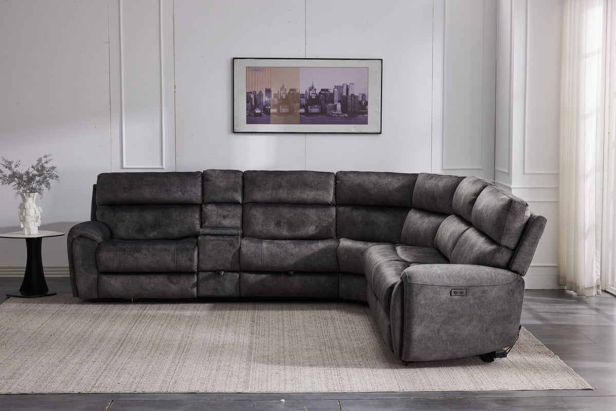 Orlando Large Electric Corner Sofa in Grey Meta Sofa