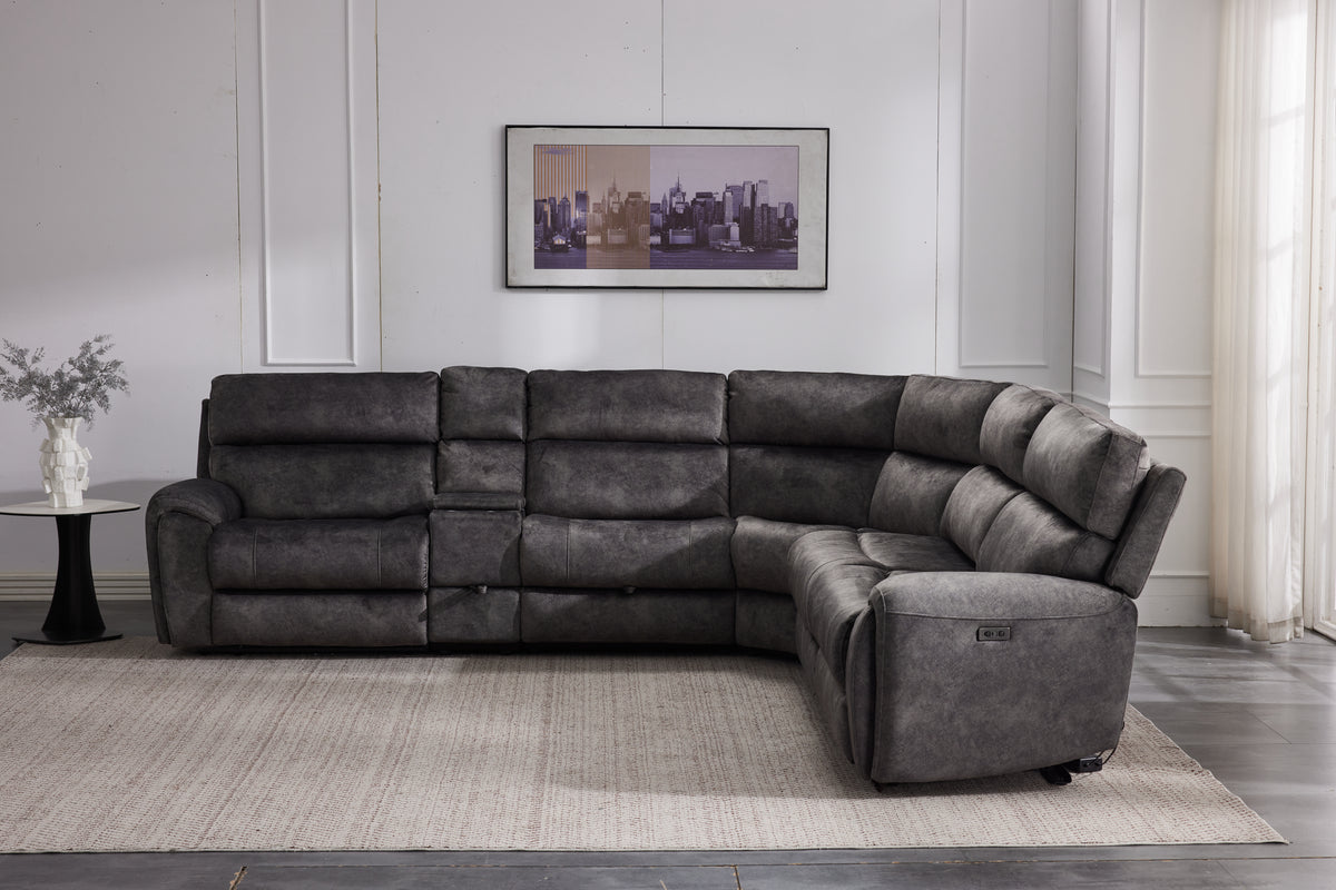 Orlando Large Electric Corner Sofa in Grey Meta Sofa