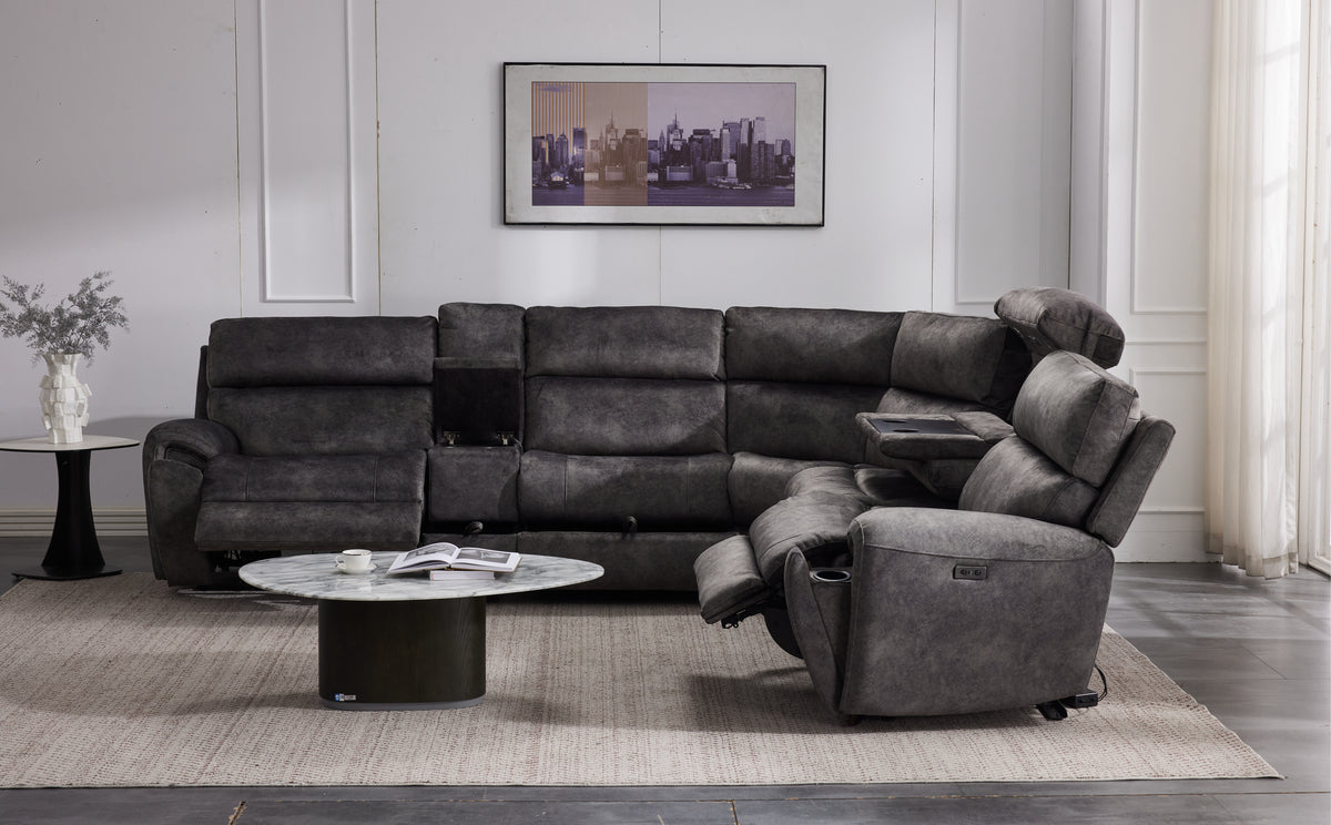 Orlando Large Electric Corner Sofa in Grey Meta Sofa