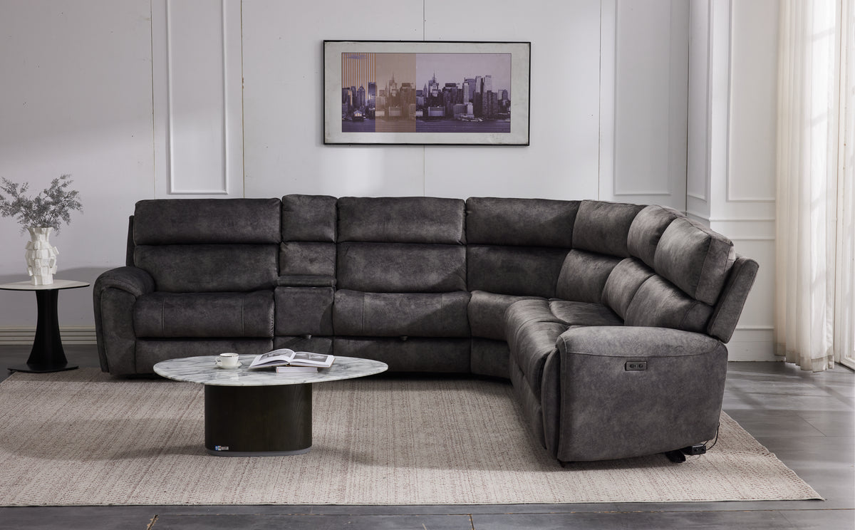Orlando Large Electric Corner Sofa in Grey Meta Sofa