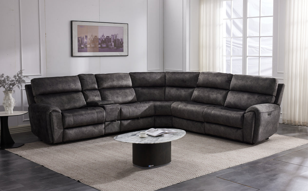 Orlando Large Electric Corner Sofa in Grey Meta Sofa