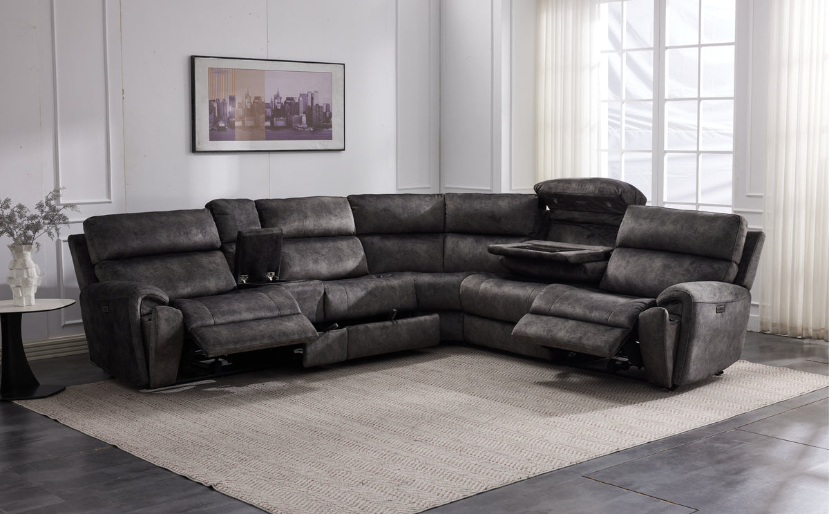 Orlando Large Electric Corner Sofa in Grey Meta Sofa