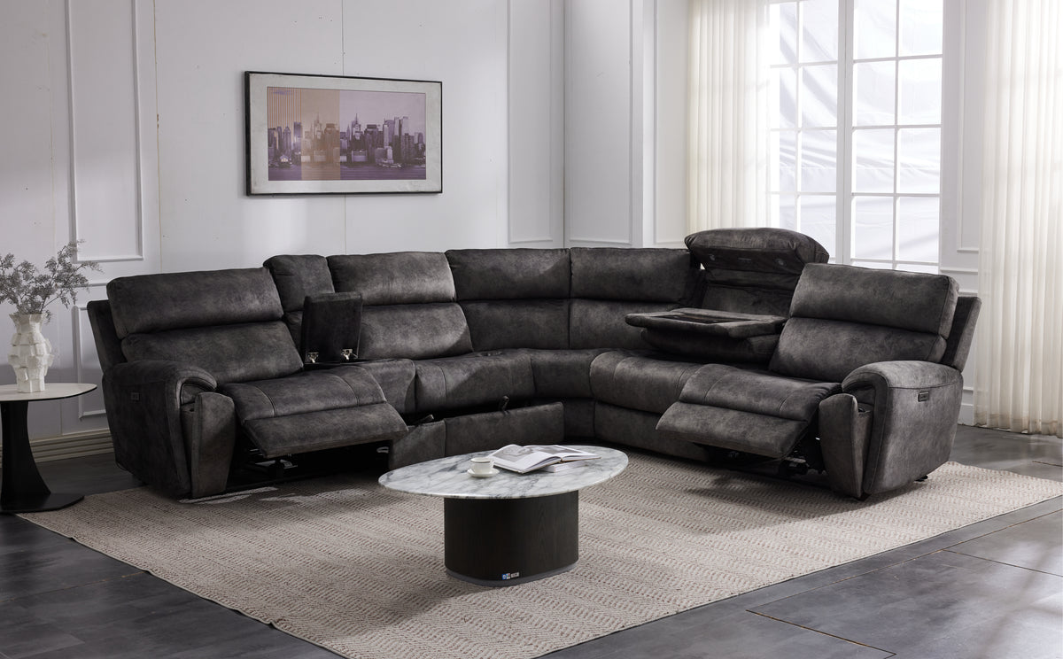 Orlando Large Electric Corner Sofa in Grey Meta Sofa