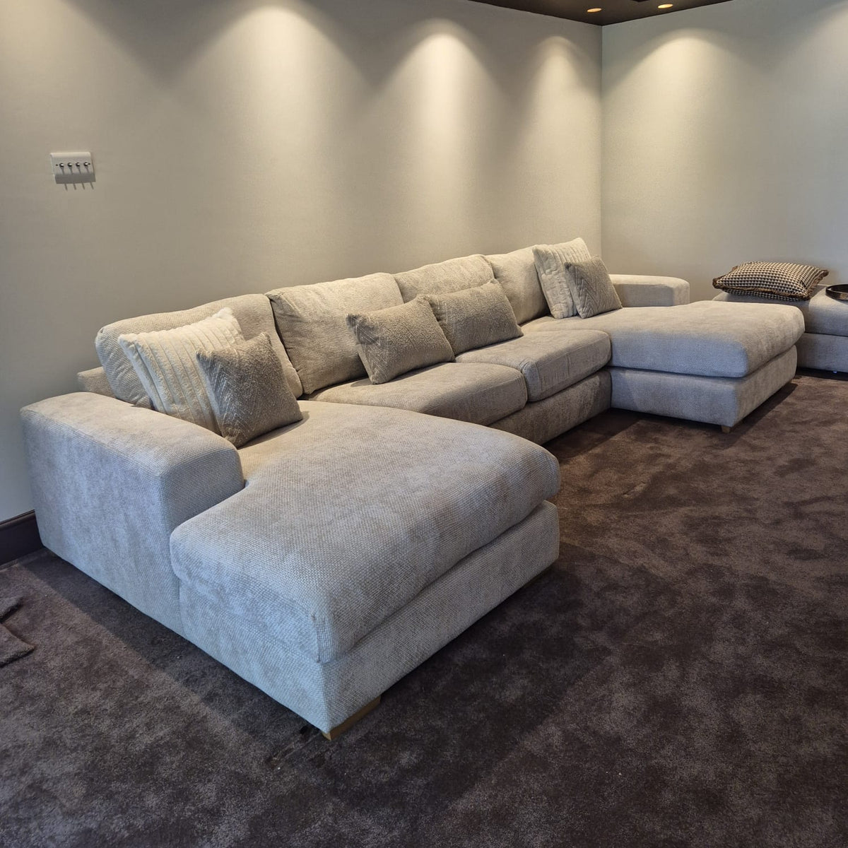 Nola Large U Shape Sofa in Violet Stone Lebus