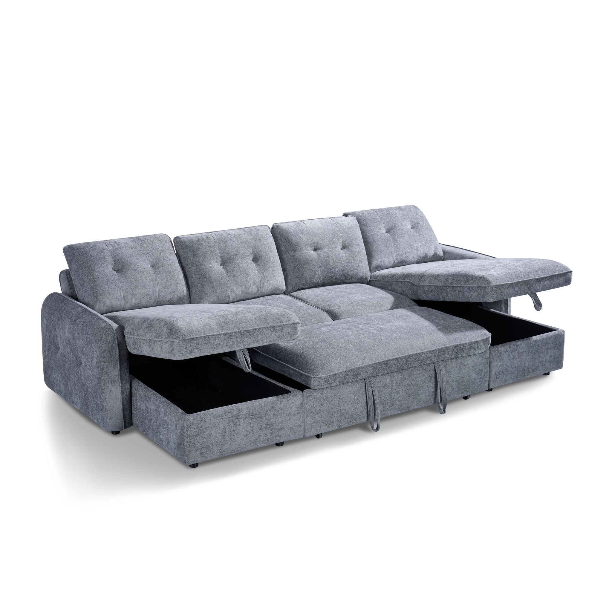 Thea Universal Corner Sofa Bed - Grey - Studio View 1 Square