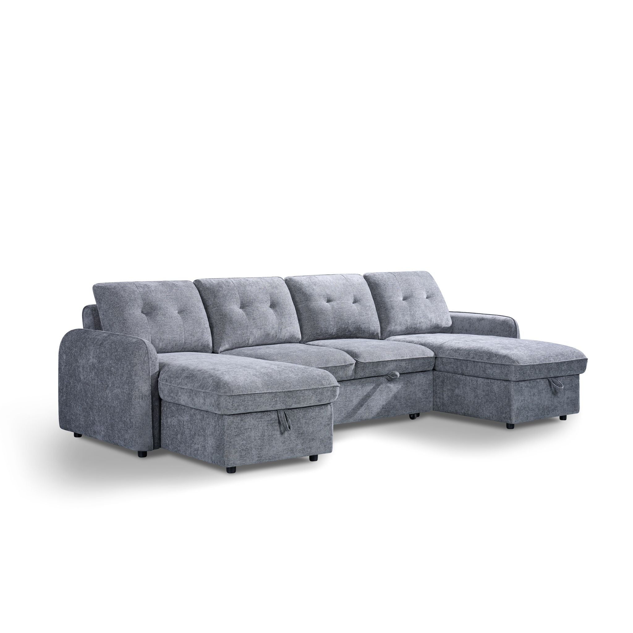 Thea Universal Corner Sofa Bed - Grey - Studio View 4 Square
