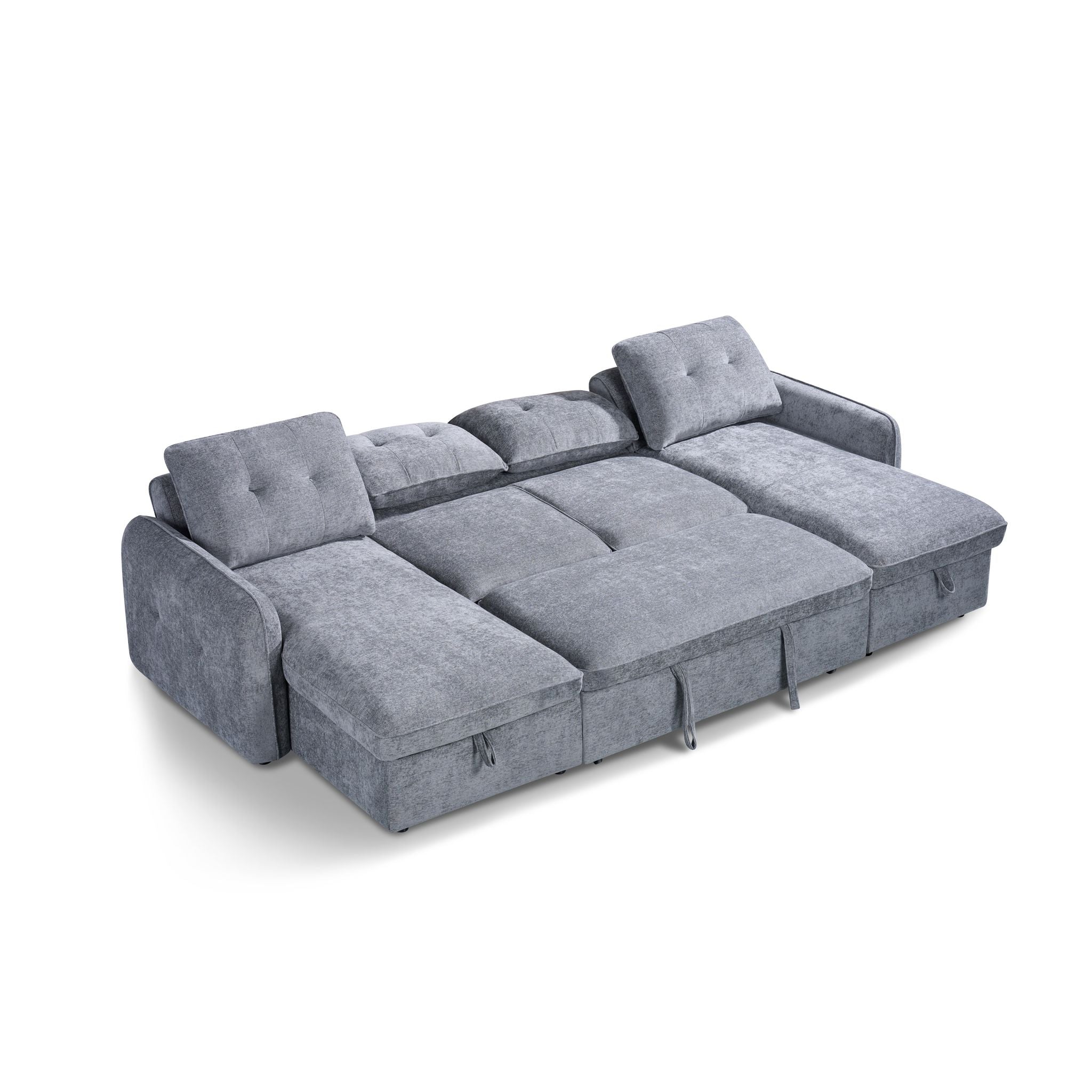 Thea U Shape Corner Sofa Bed in Grey - Studio View 2 Full Square