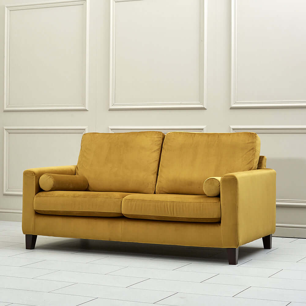 Bailey 3 Seater Sofa - Mustard Front View (5856056901696)