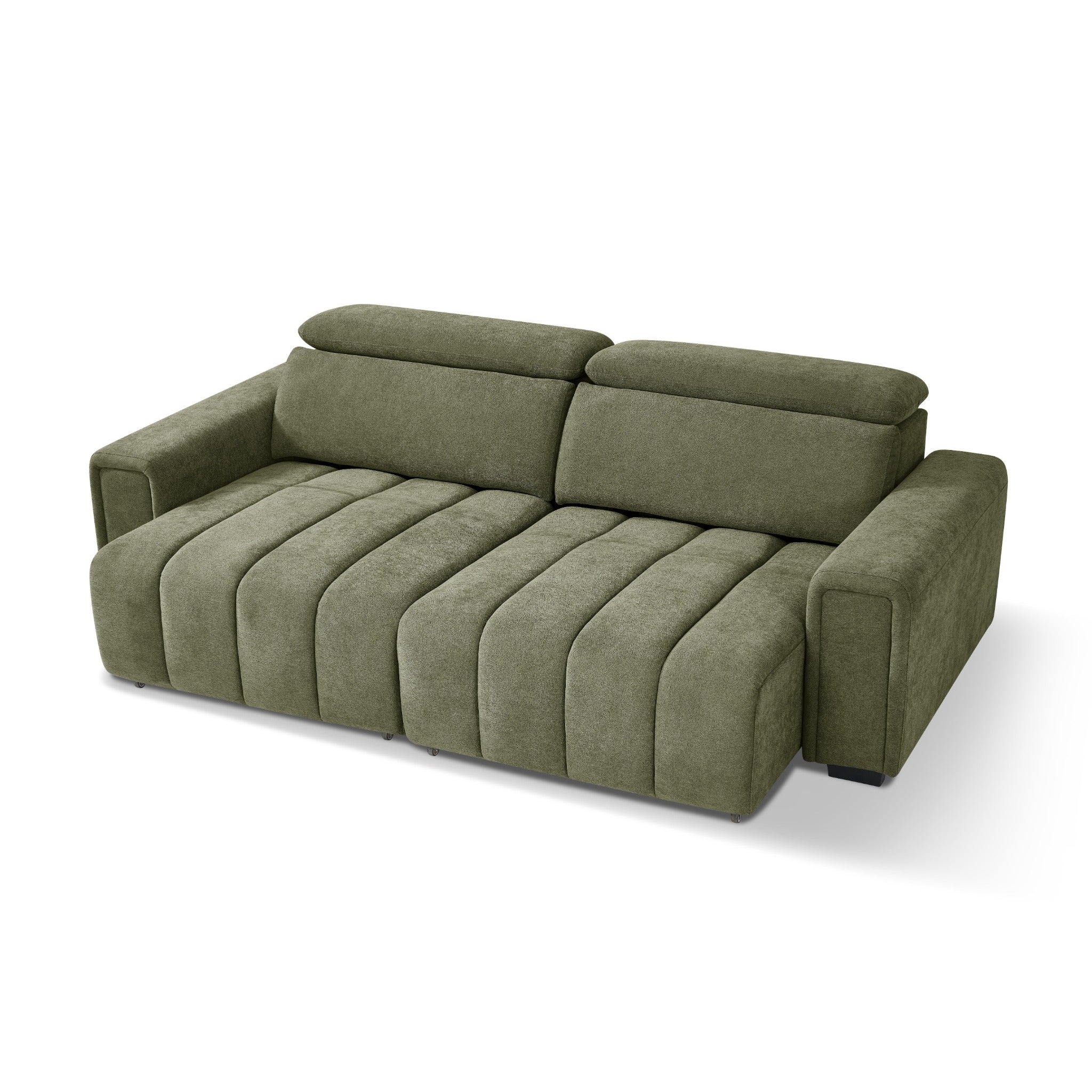 April Electric Sofabed Green 3 Seater - White Background