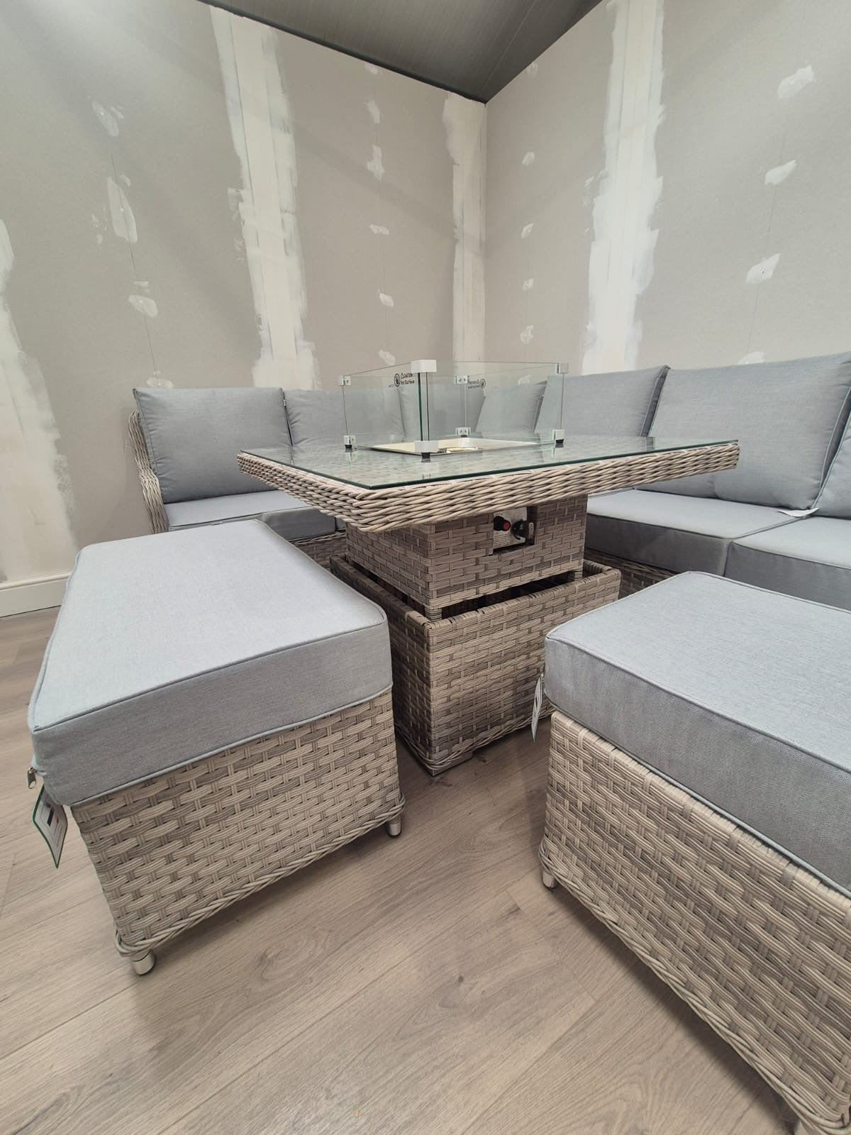 Corner Firepit Dining Set - Clearance Rattan Republic