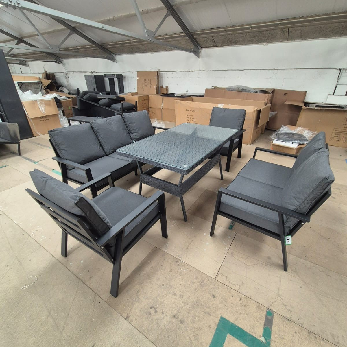 Sienna Aluminium Sofa Dining Set with Rattan Table