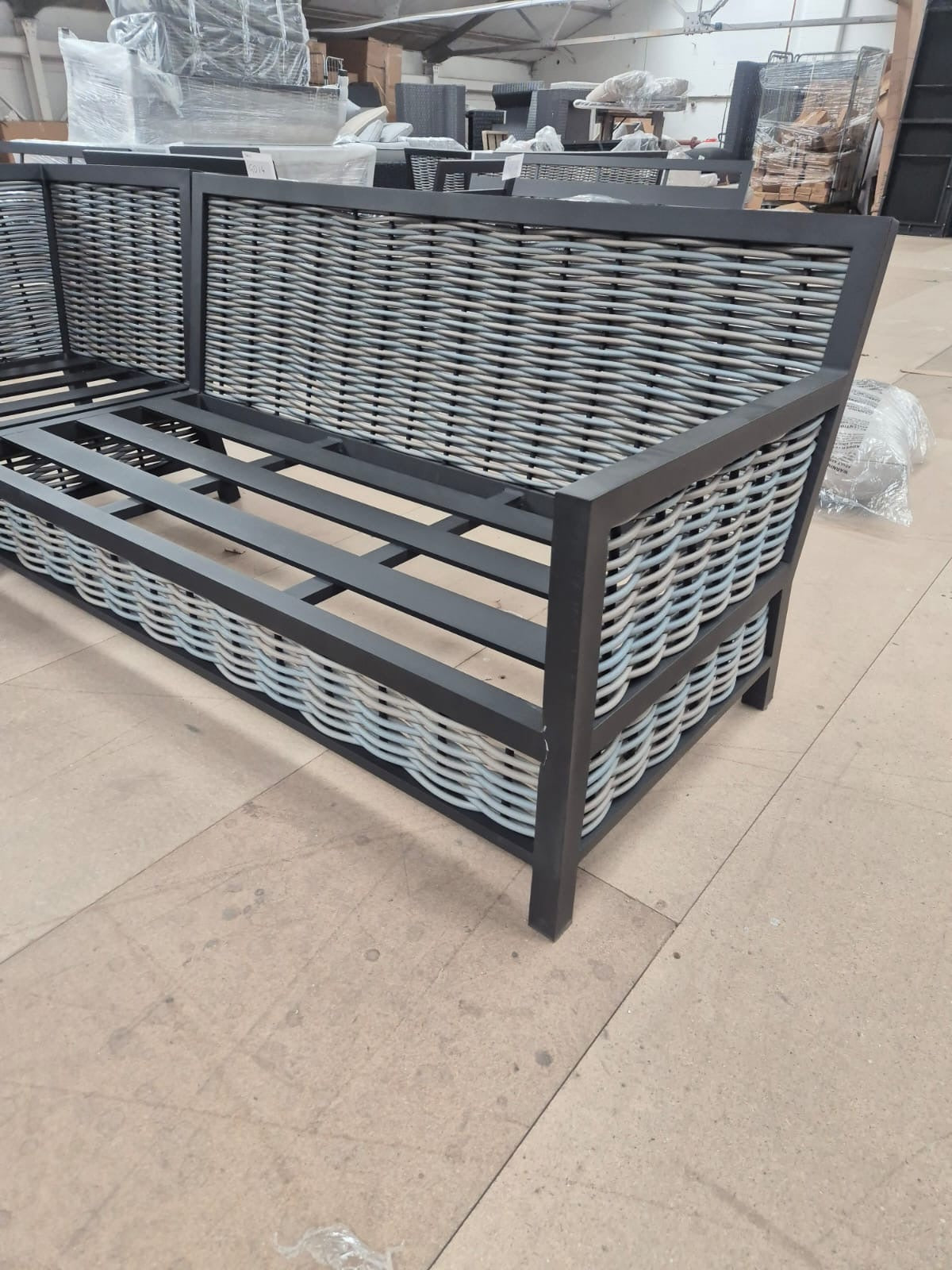 Ivy Aluminium Corner Sofa Set with Grey Rattan Dining Table
