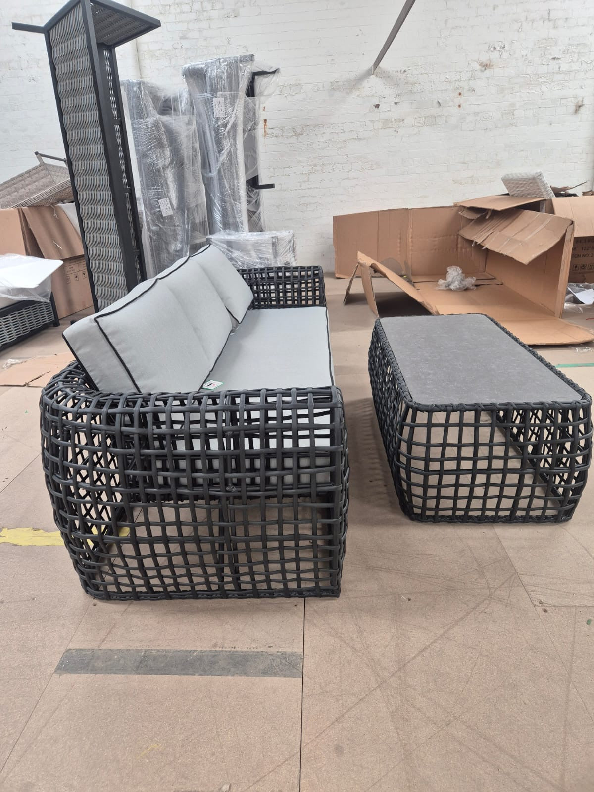 Indi 3 Seater Sofa and Coffee Table in Black