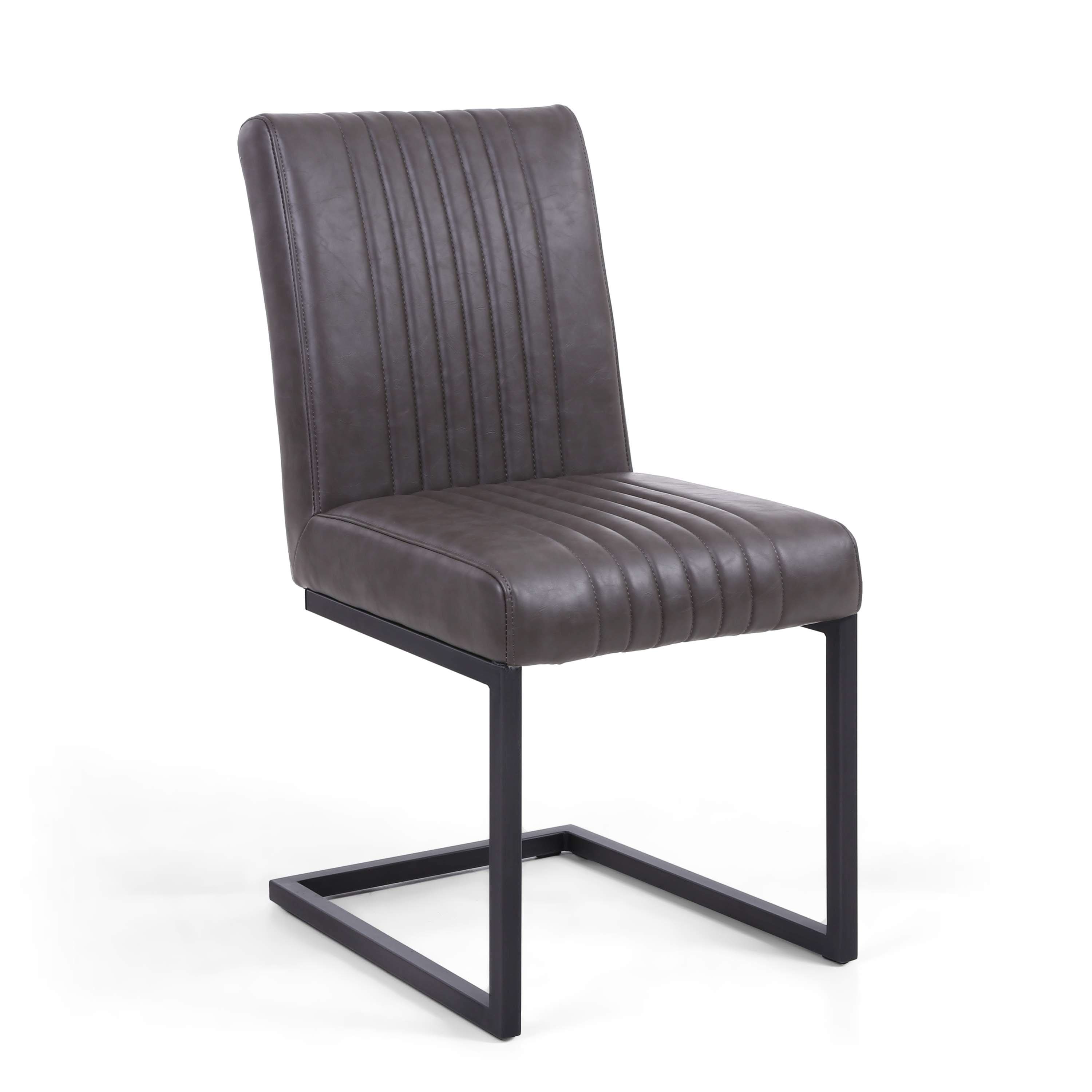 Pair of Buxton Cantilever Leather Effect Dining Chairs (7033880641600) (14625462616442)