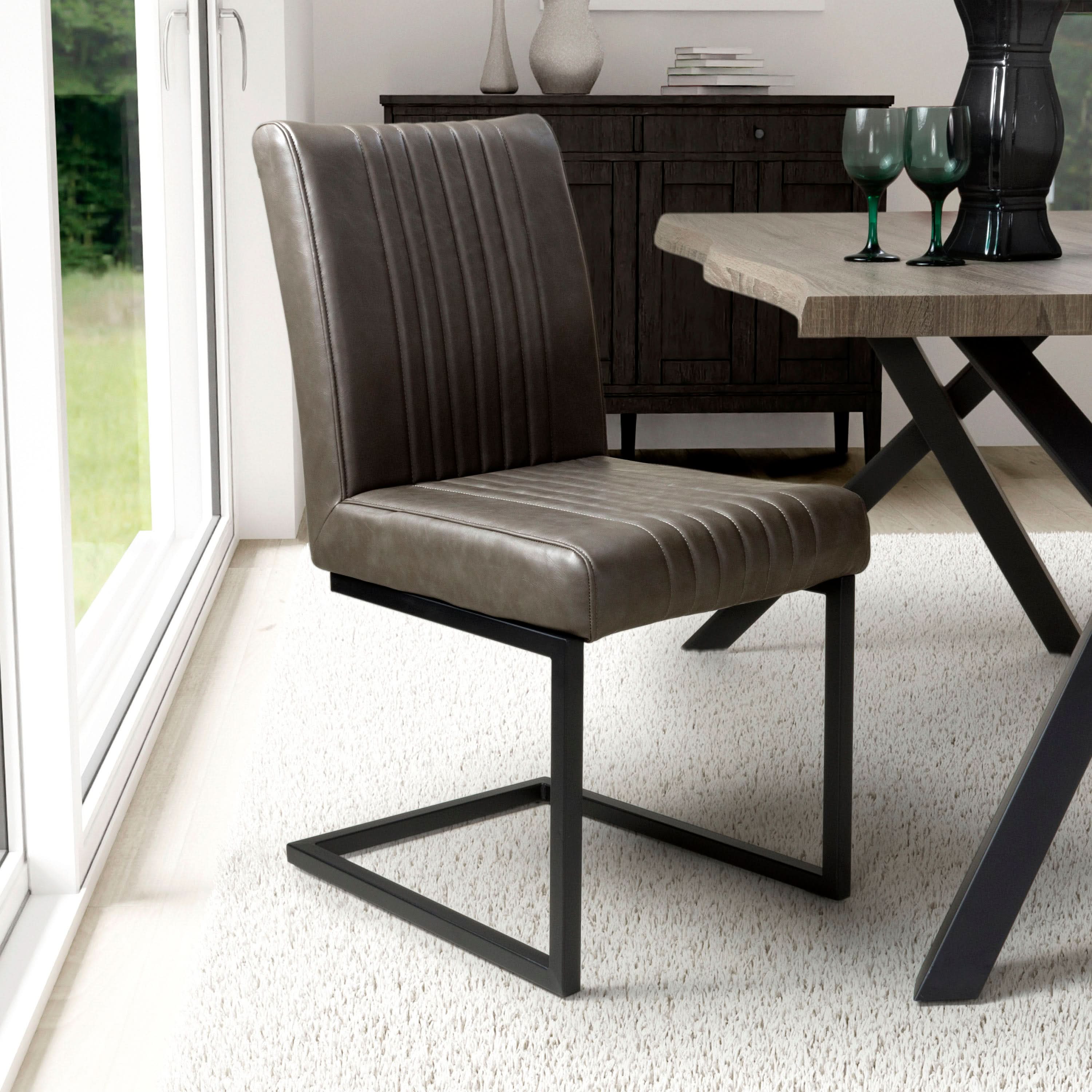 Pair of Buxton Cantilever Leather Effect Dining Chairs (7033880641600) (14625462616442)