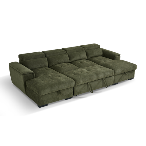 Luna U Shape Corner Sofabed in Green