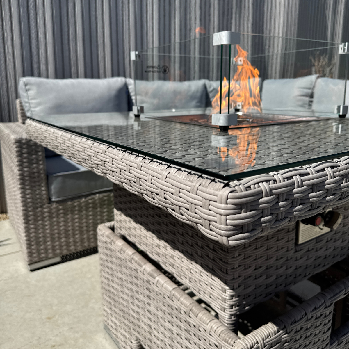 Santorini Square Rising Set with Firepit - AMC Furniture