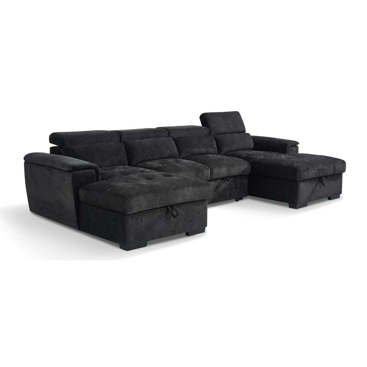 Luna U Shape Corner Sofabed-Black - AMC Furniture