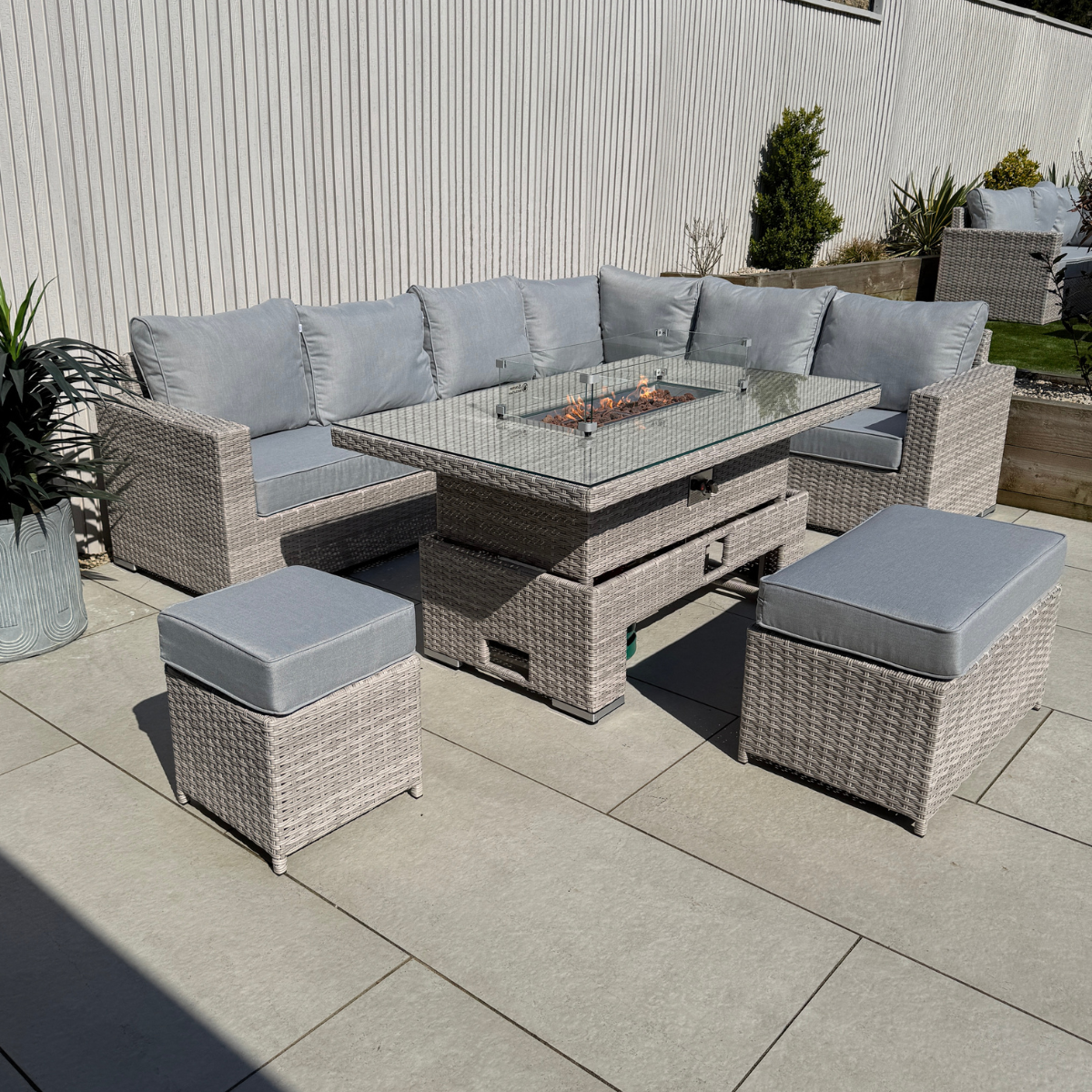 Santorini Corner Large Rising Set with Firepit RH - AMC Furniture