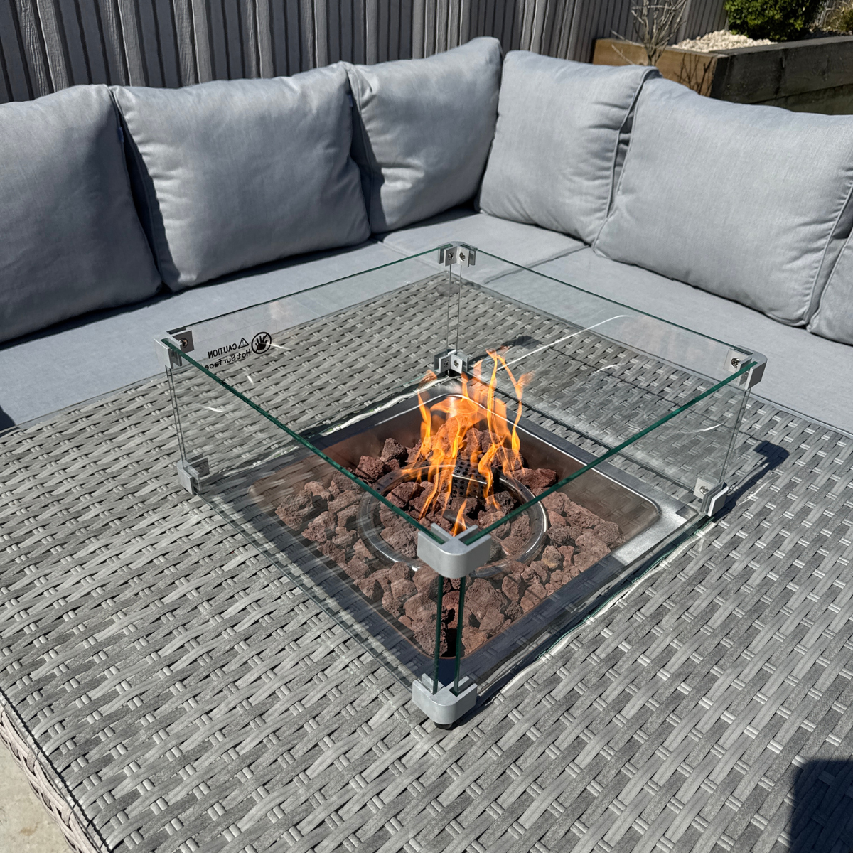 Santorini Square Rising Set with Firepit - AMC Furniture