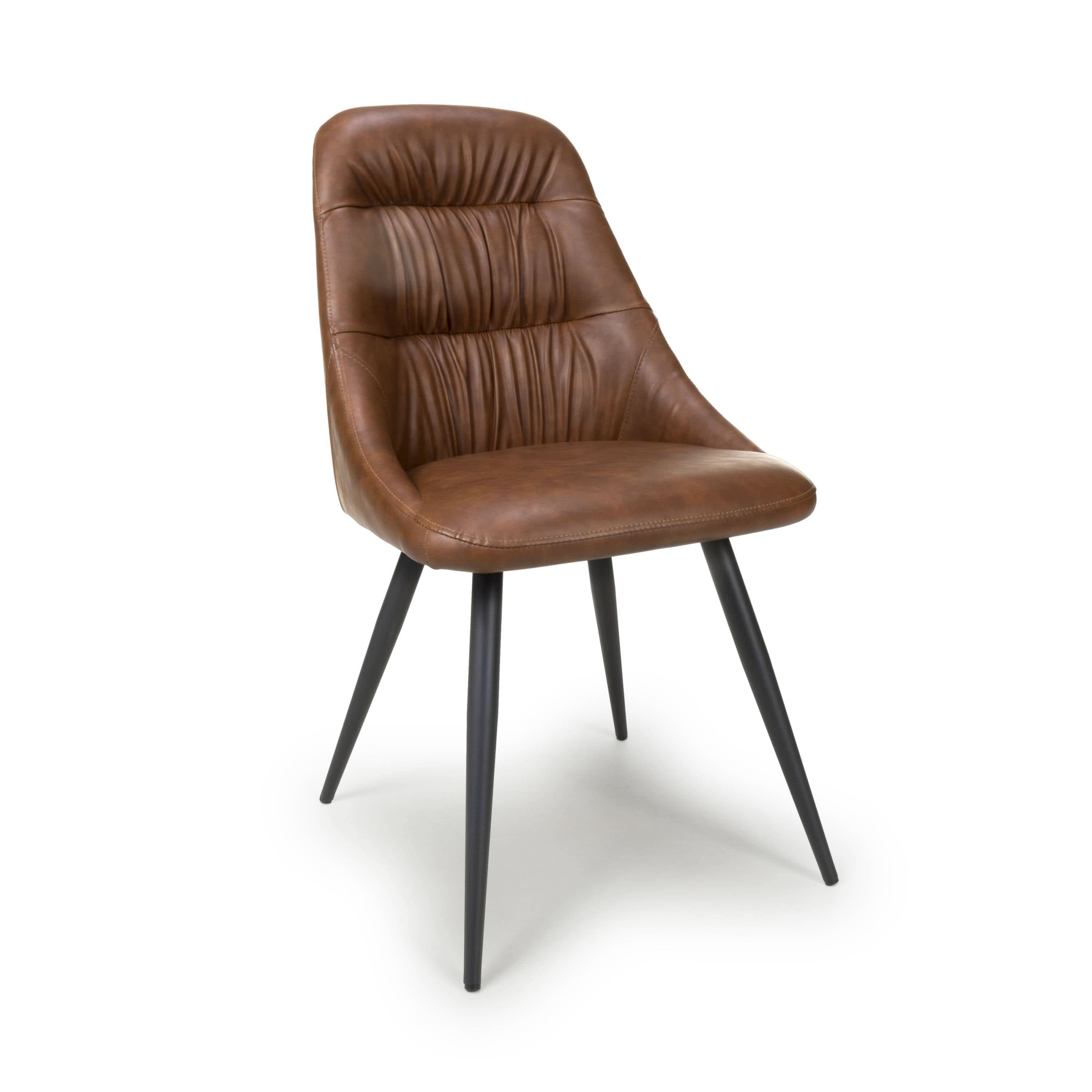 Corinth Leather Effect Tan Dining Chair (7019400986688) (14625494991226)