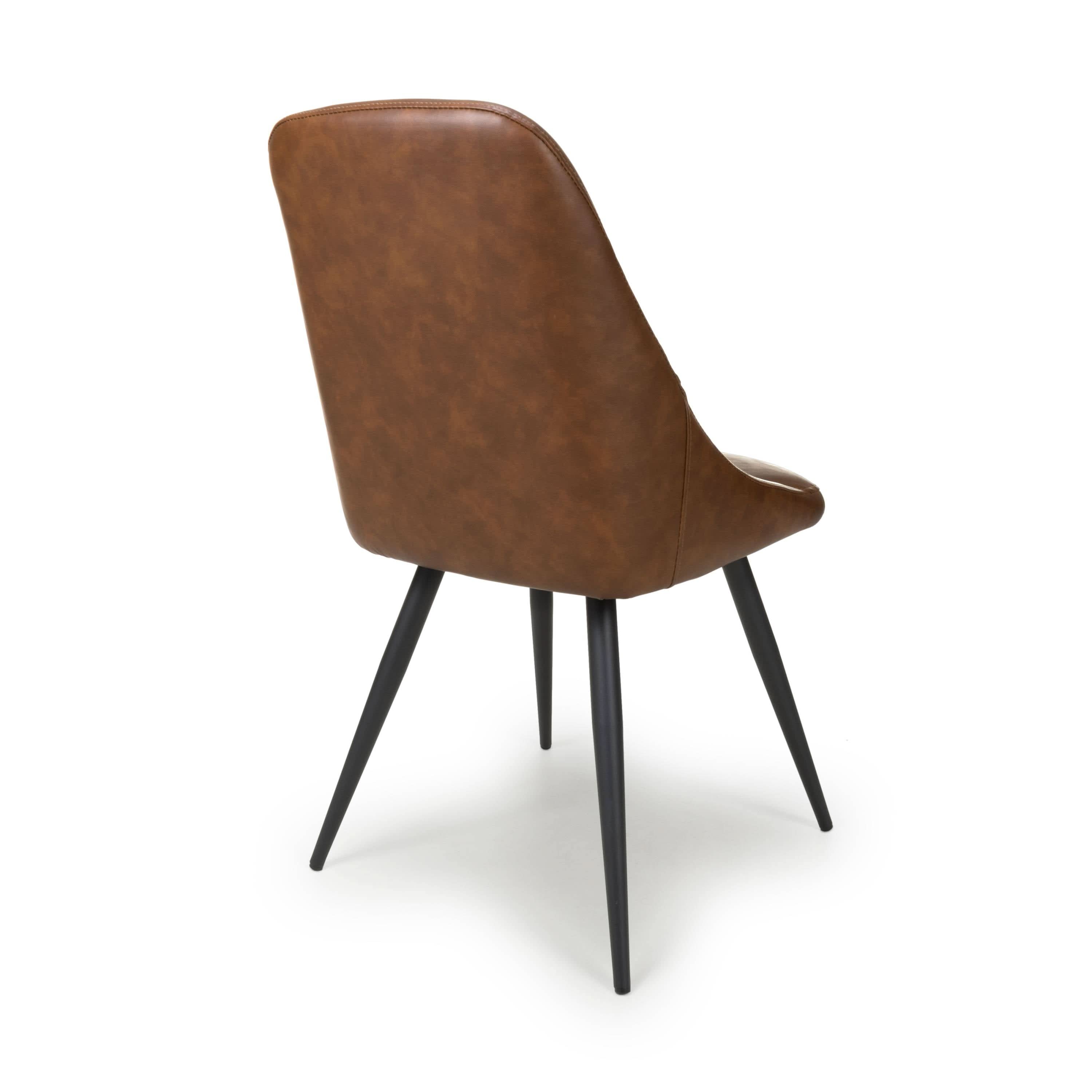 Corinth Leather Effect Tan Dining Chair (7019400986688) (14625494991226)