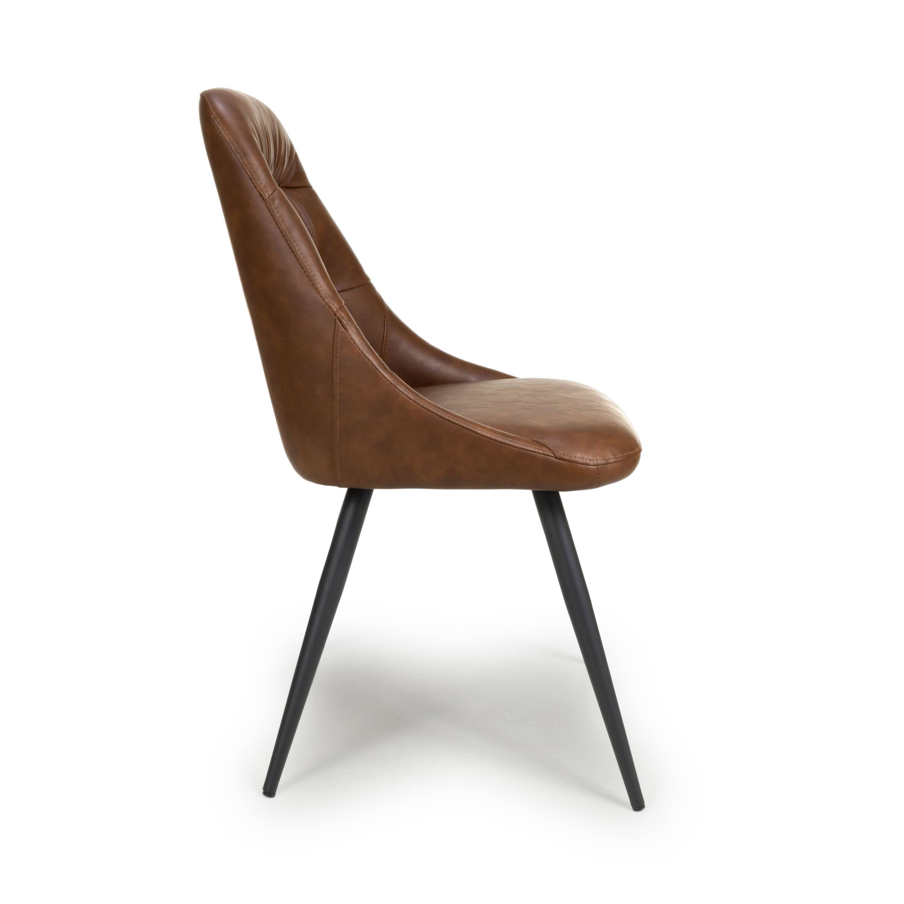 Corinth Leather Effect Tan Dining Chair (7019400986688) (14625494991226)