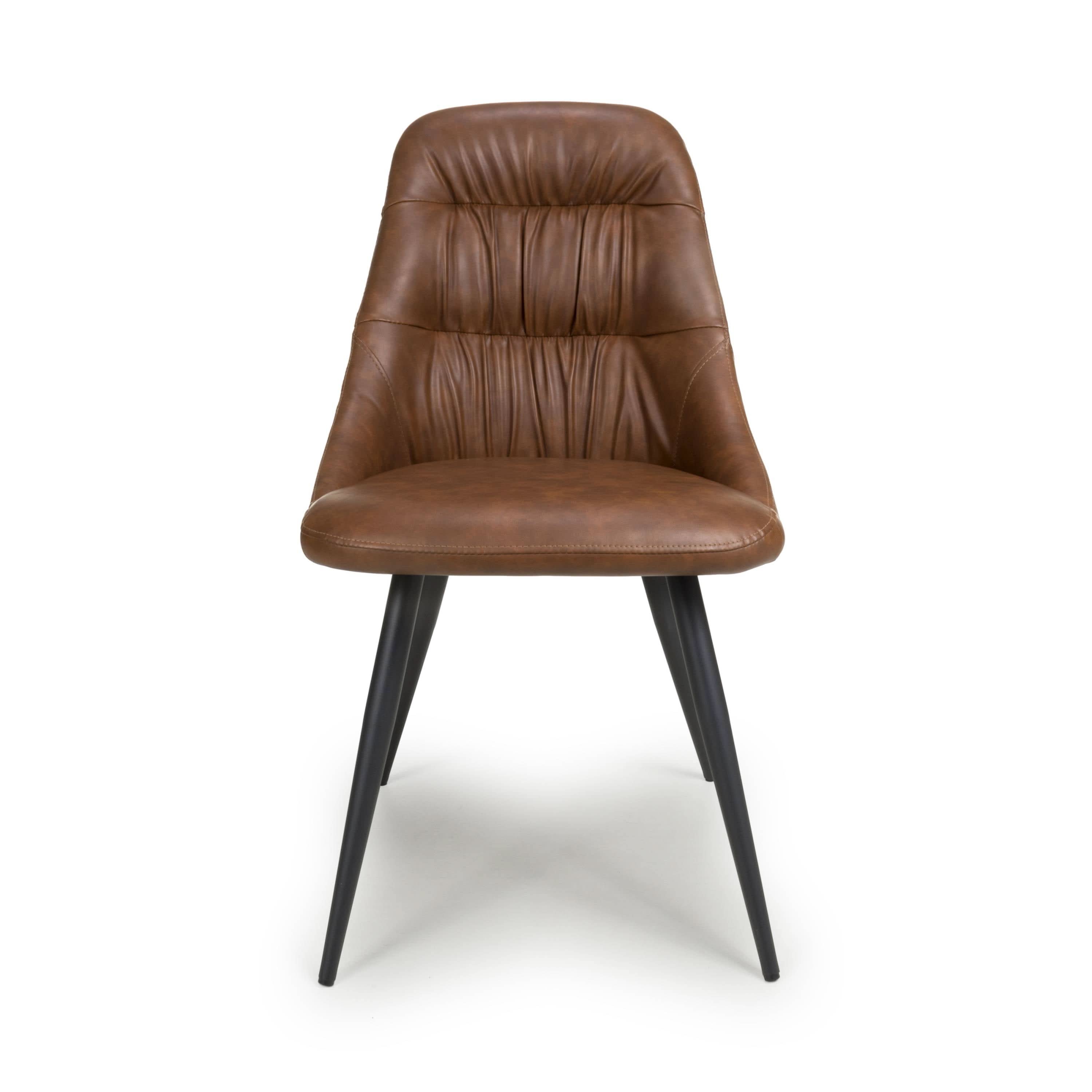 Corinth Leather Effect Tan Dining Chair (7019400986688) (14625494991226)