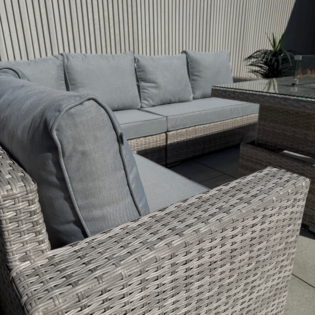 Santorini Corner Large Rising Set with Firepit - AMC Furniture