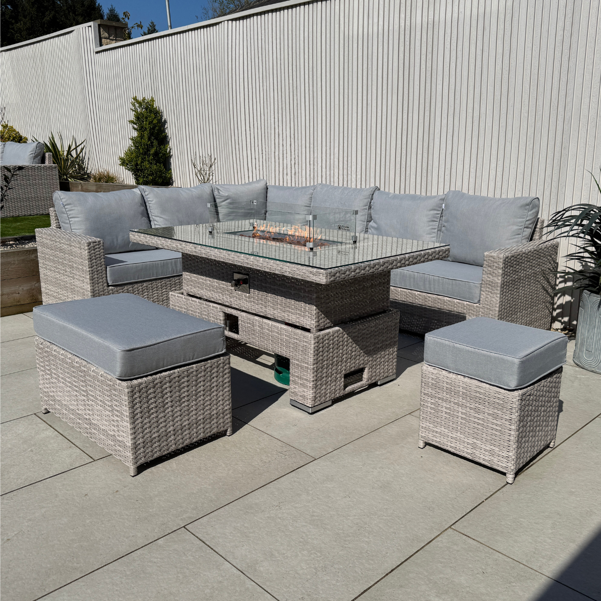 Santorini Corner Large Rising Set with Firepit - AMC Furniture