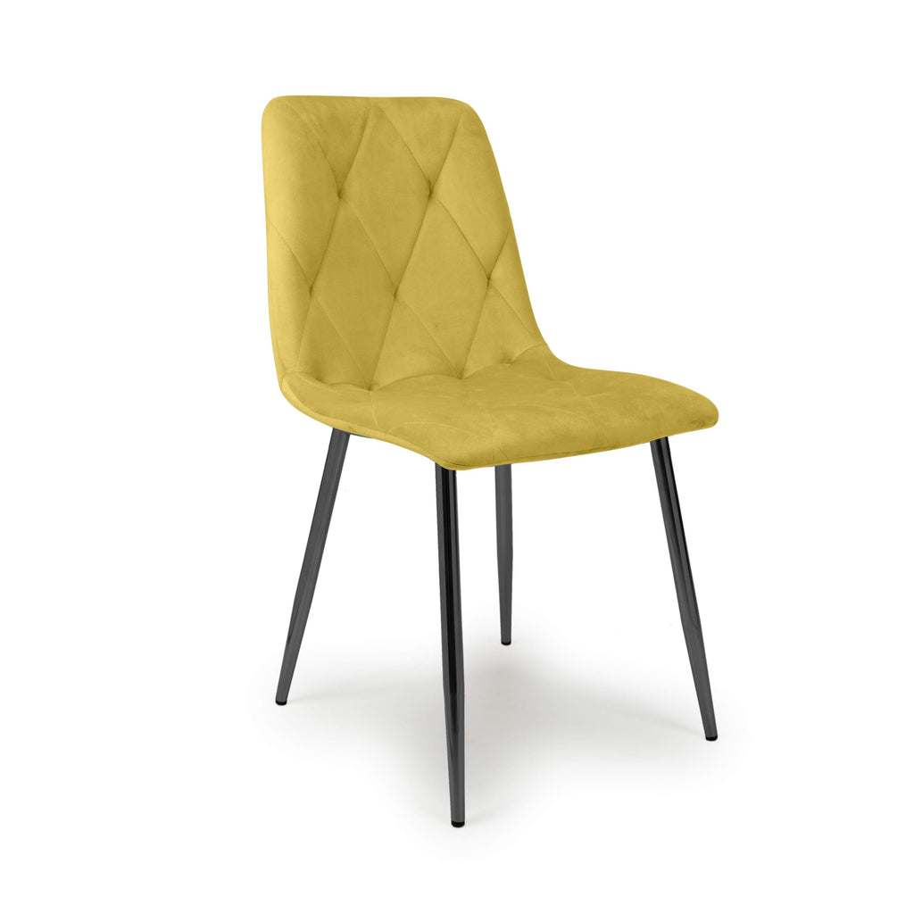 Set of 4 Luca Brushed Velvet Mustard Dining Chairs