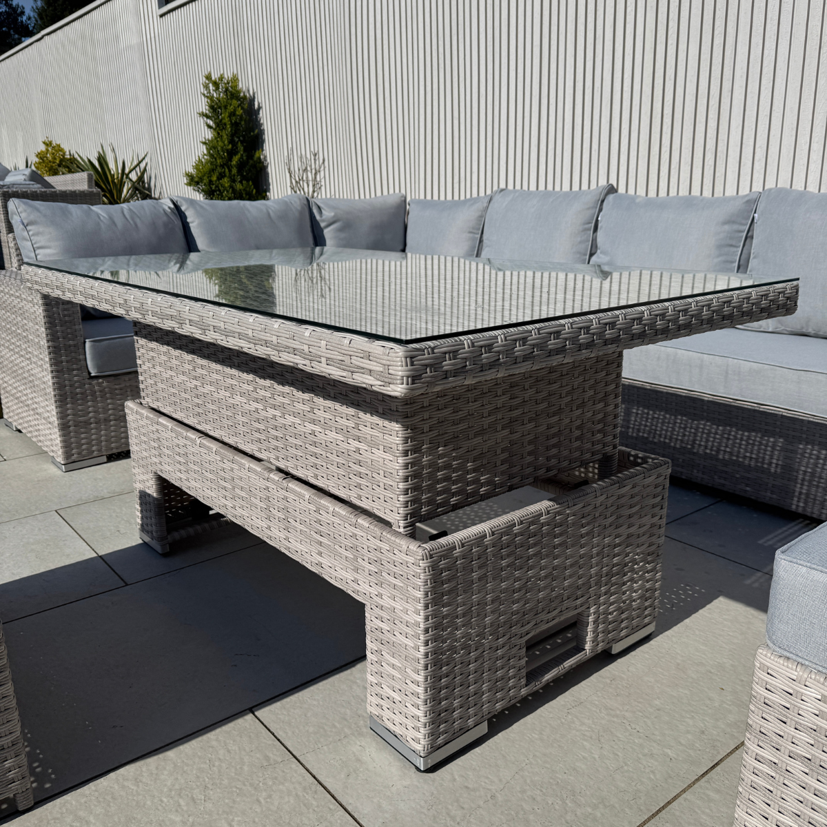 Santorini Large Corner Dining Set with Rising Table (Left Hand) - AMC Furniture