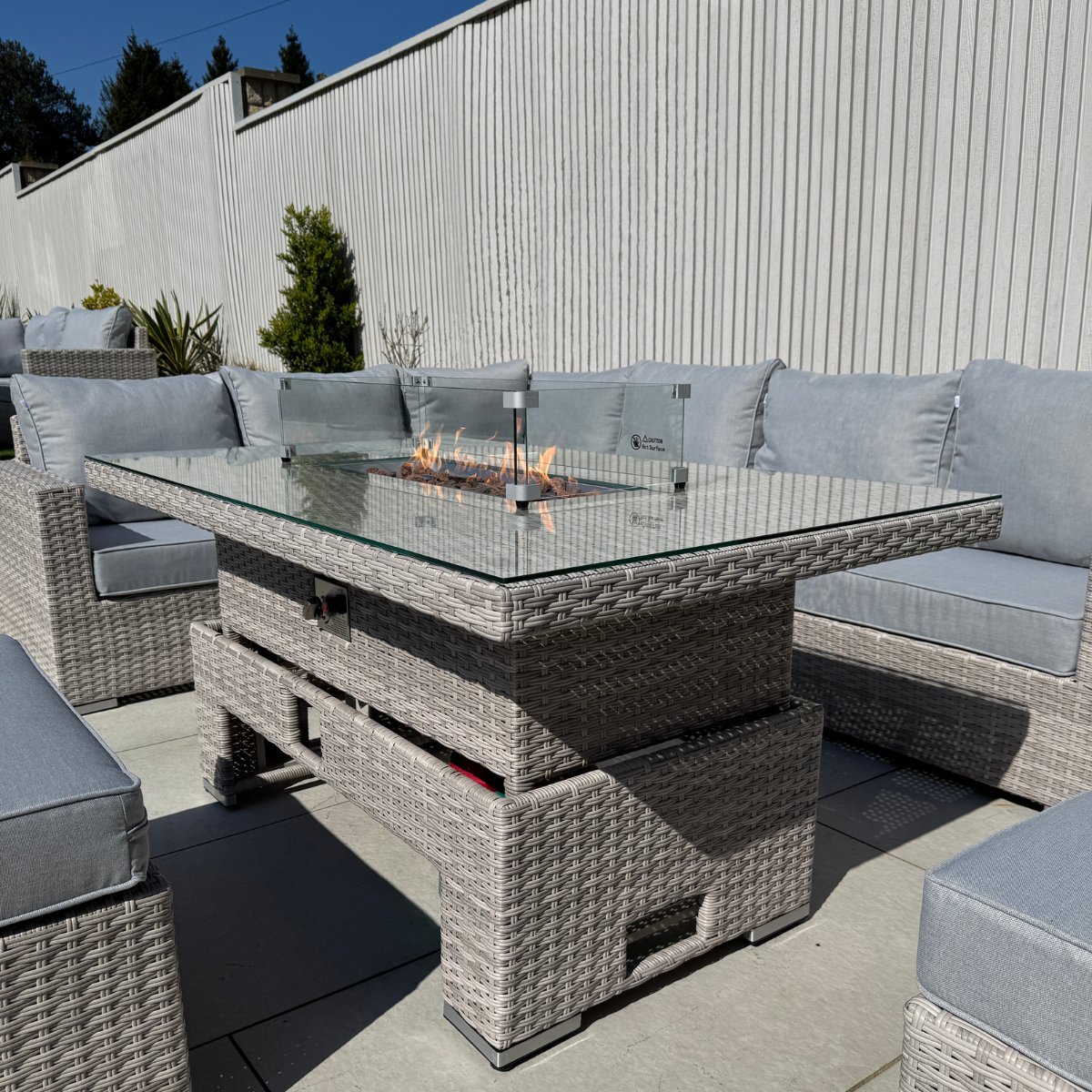 Santorini Corner Large Rising Set with Firepit - AMC Furniture